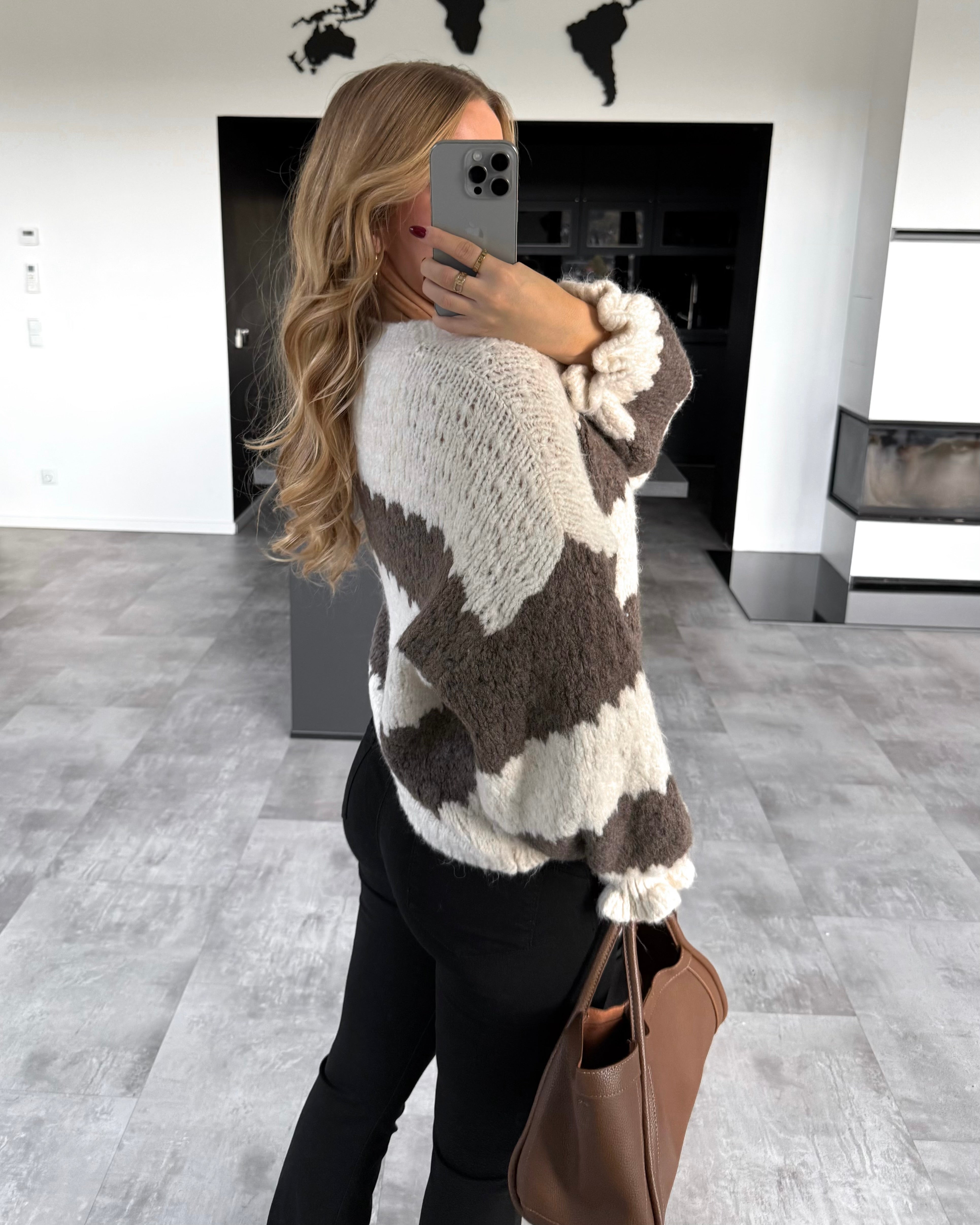 Pullover "Malena" Weiß-Braun