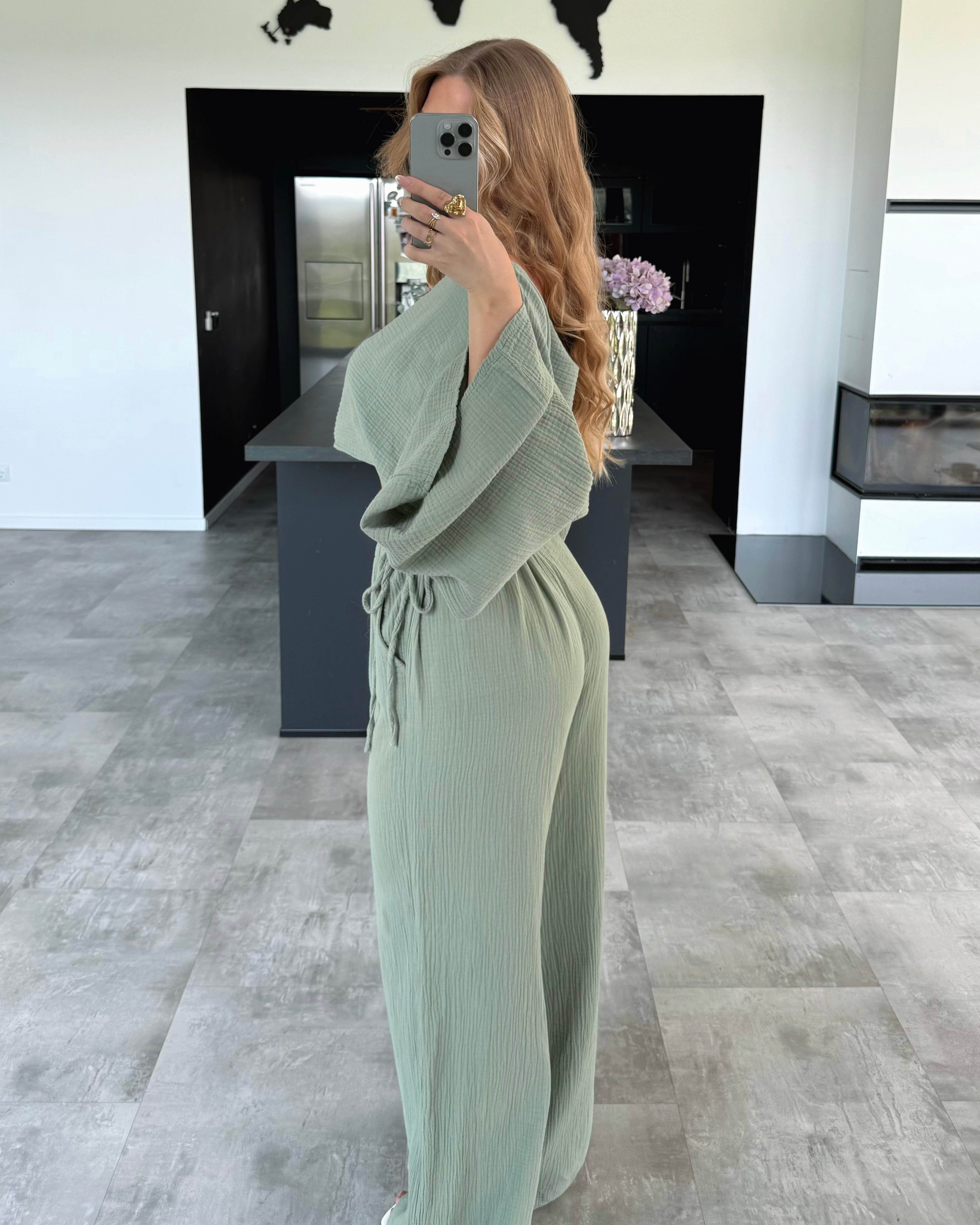 Musselin Zweiteiler “Serafine” Khaki