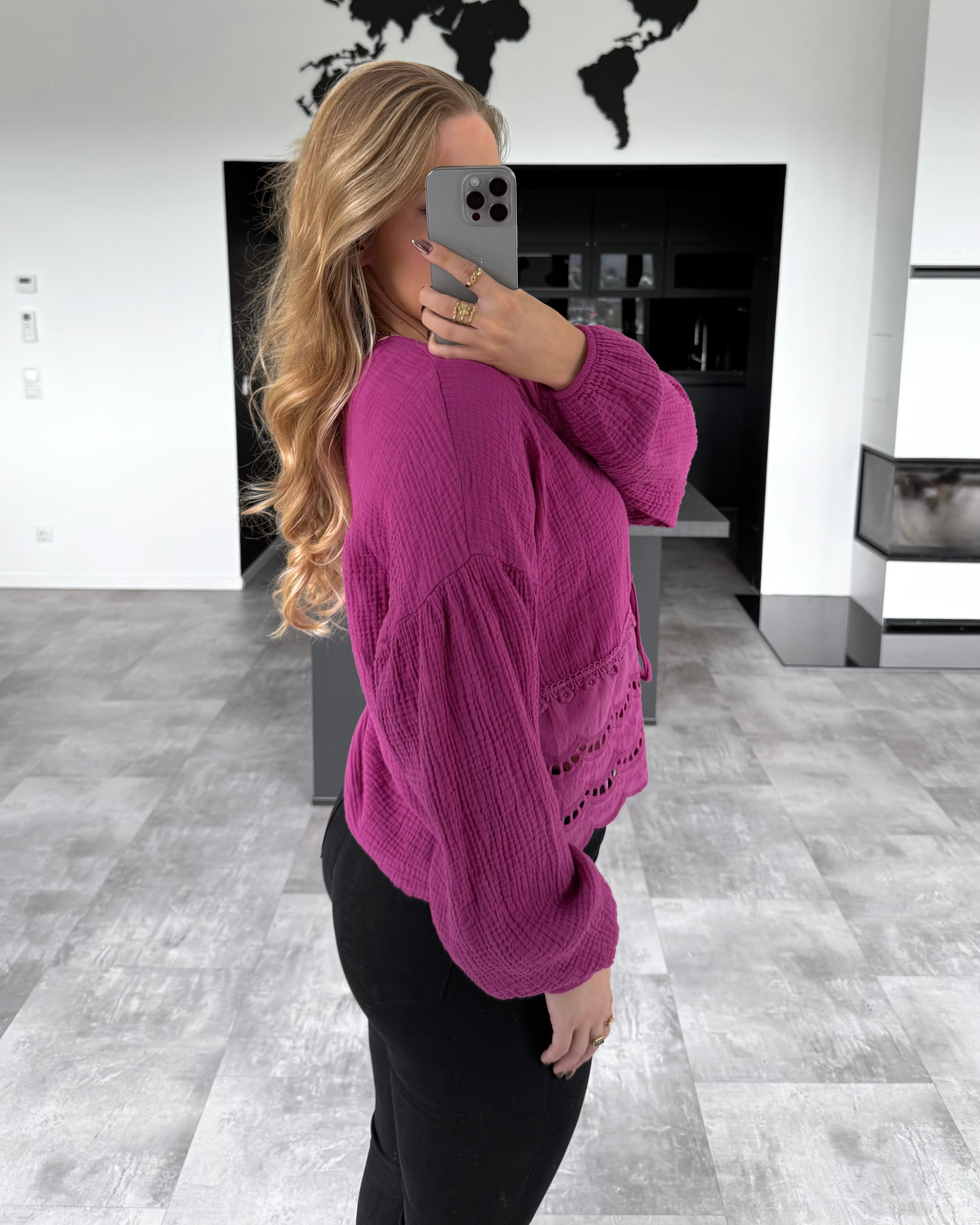 Musselin Knoten-Bluse "Emmi" Amarena