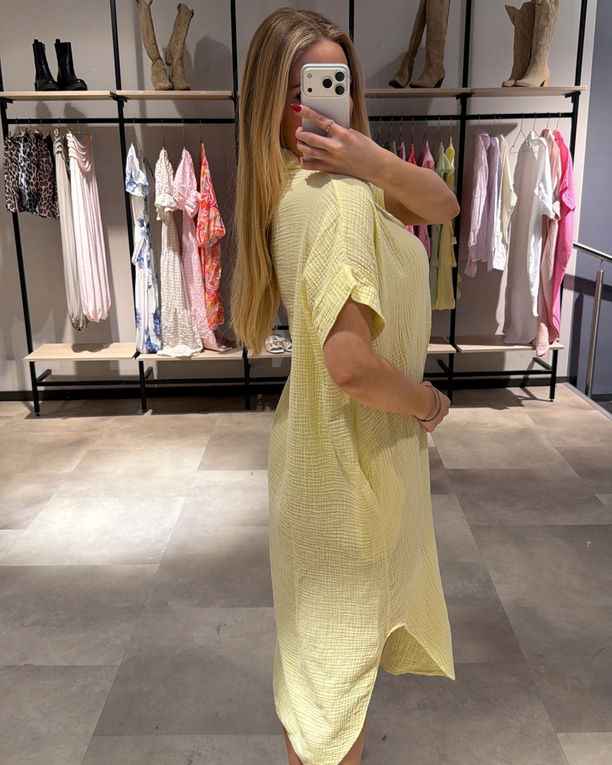 Musselin Kleid “Leana“ Hellgelb