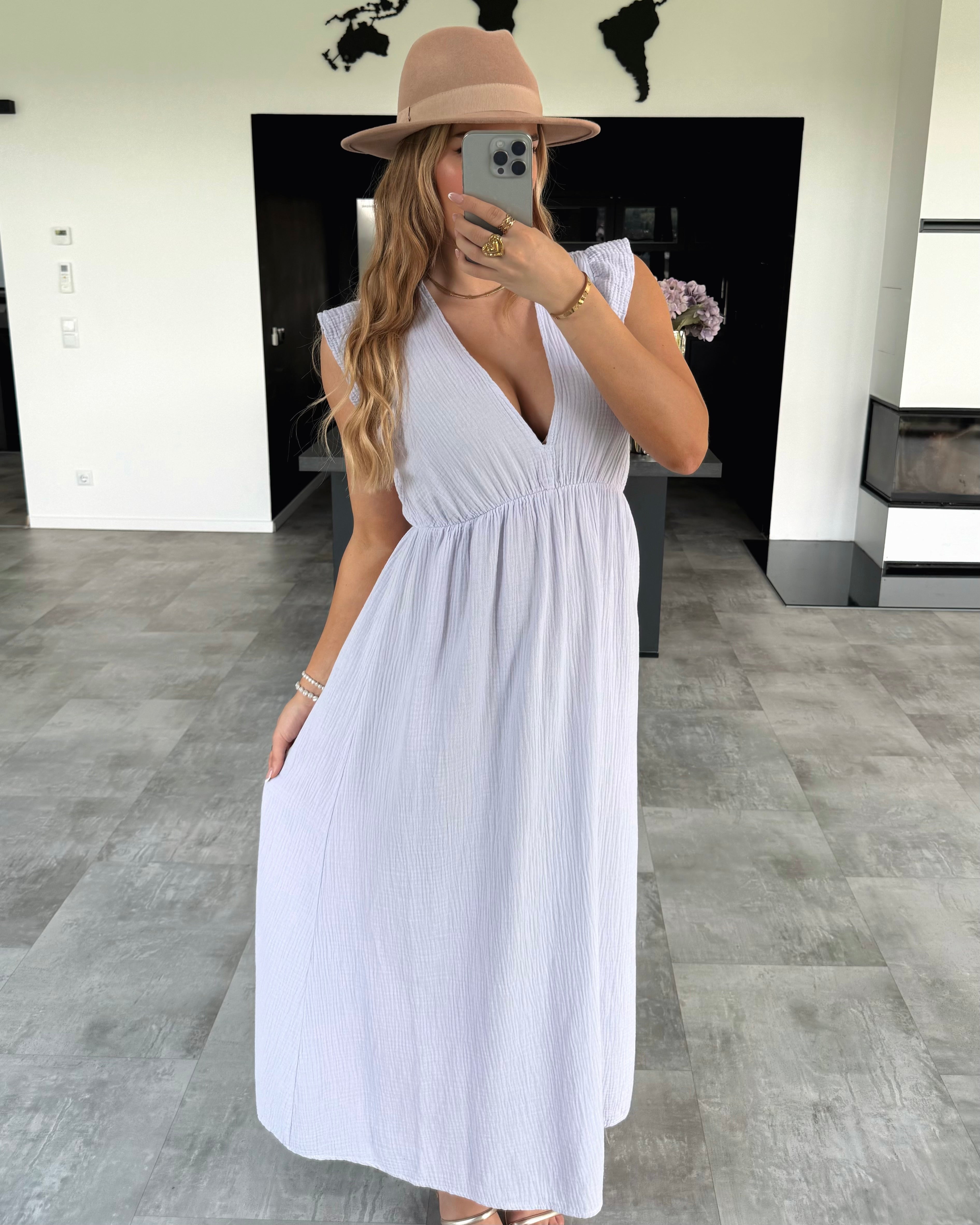 Musselin Kleid “Naya” Flieder