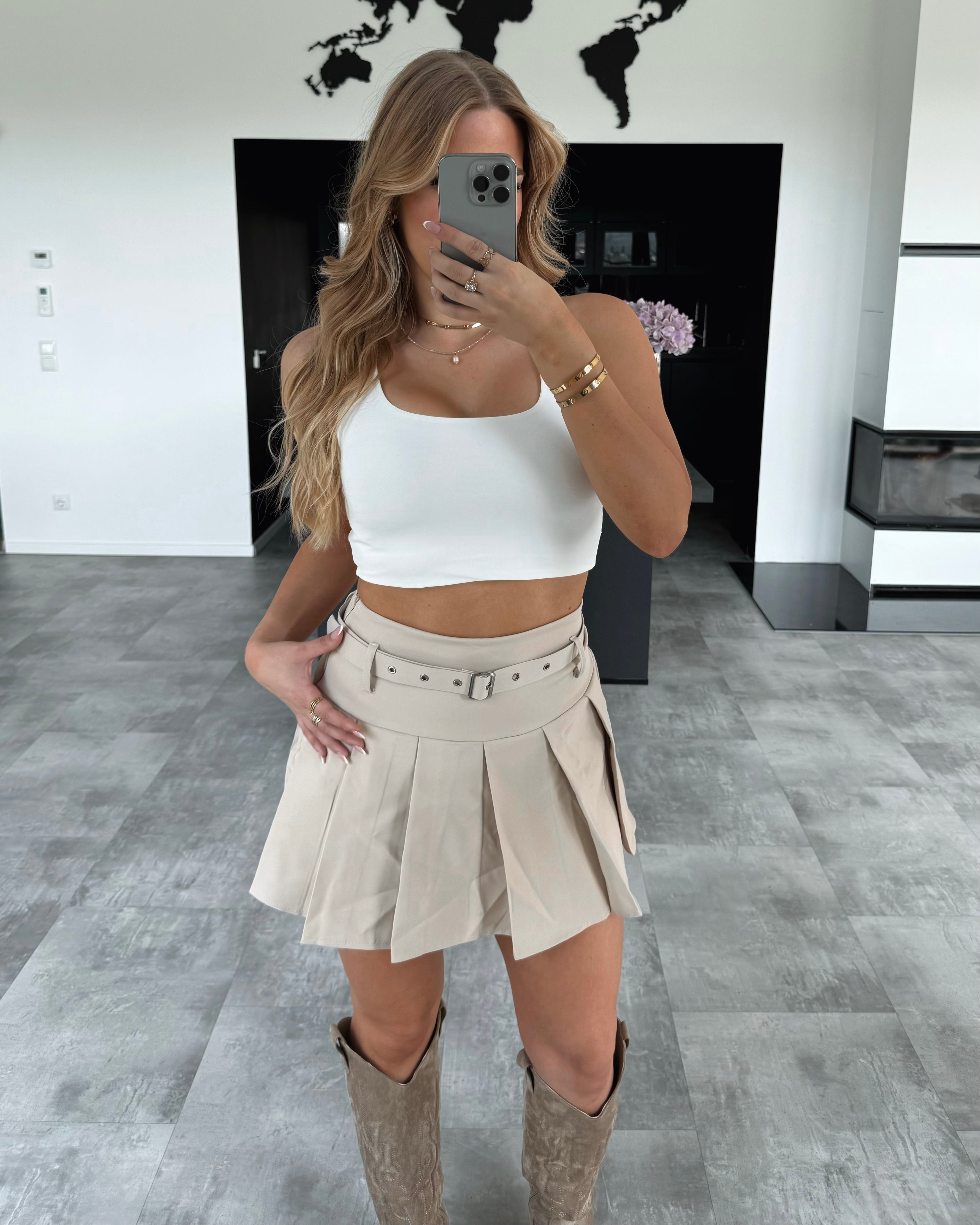 Hosenrock „Nova“ mit Gürtel Beige