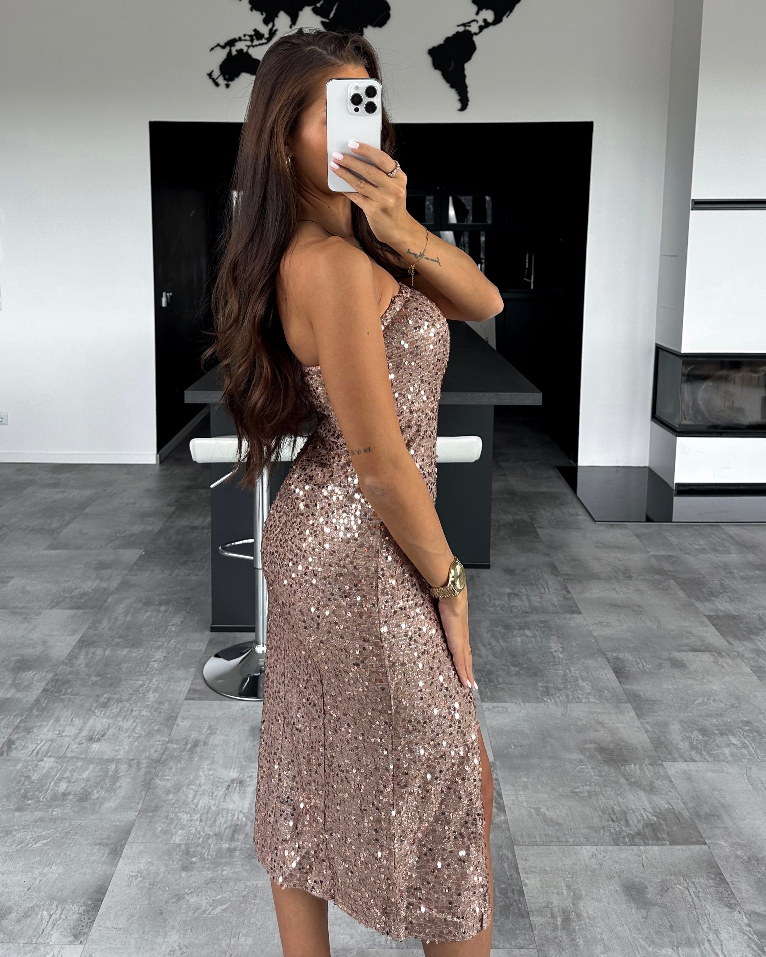 Pailletten-Kleid "Serena" Champagner