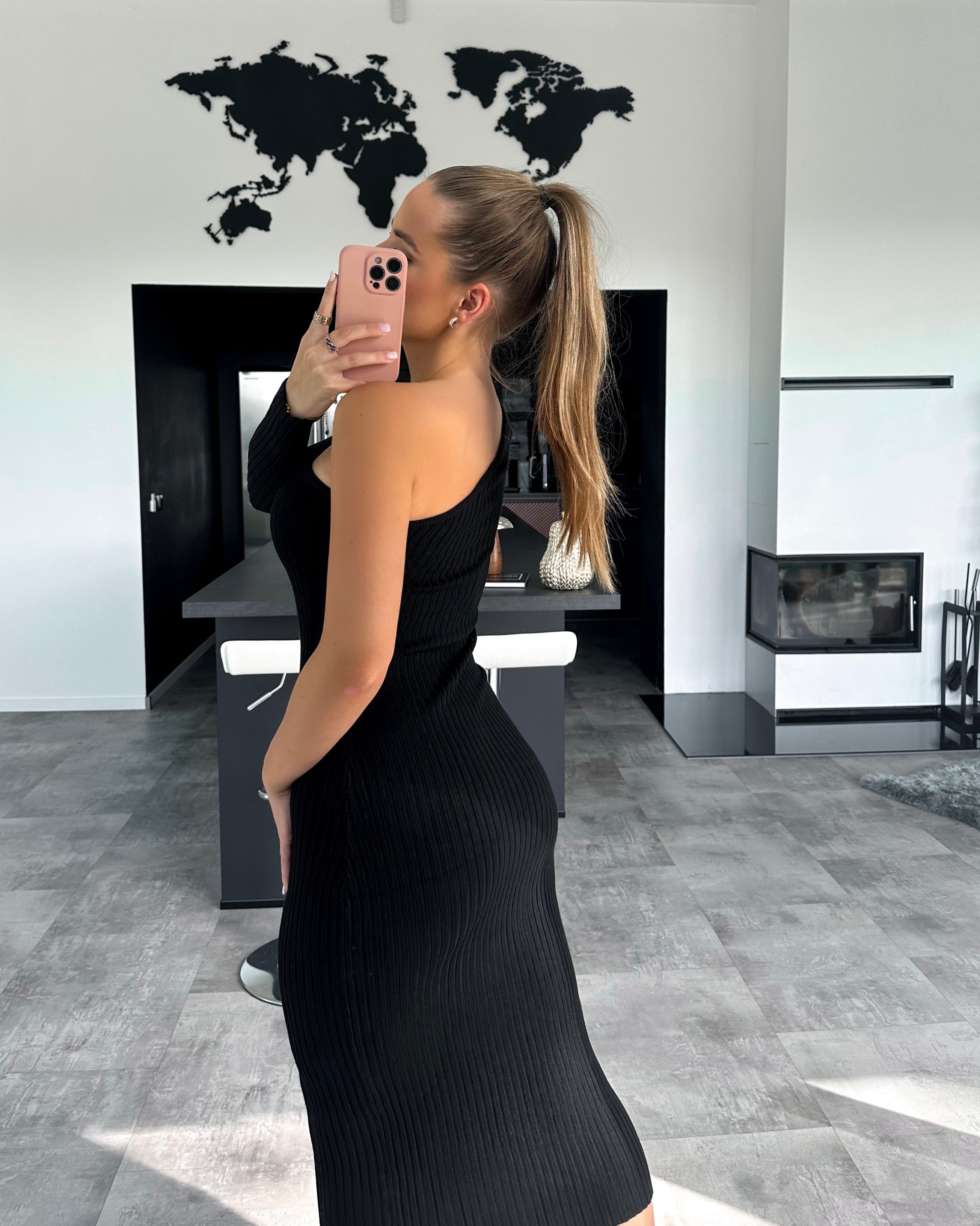One Shoulder Kleid „Tiffany“ Schwarz