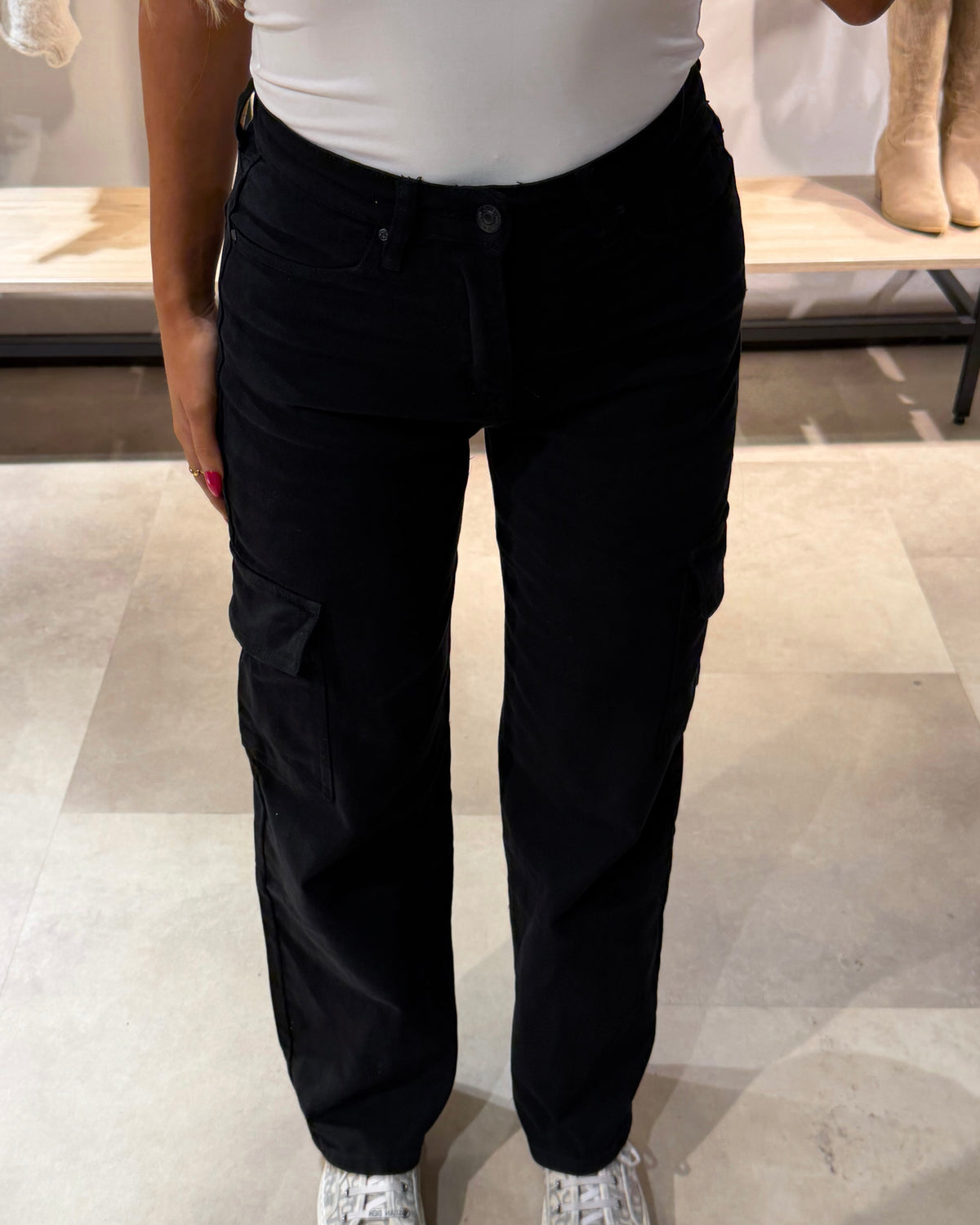 Cargo Wide Leg Jeans “Noa“ Schwarz