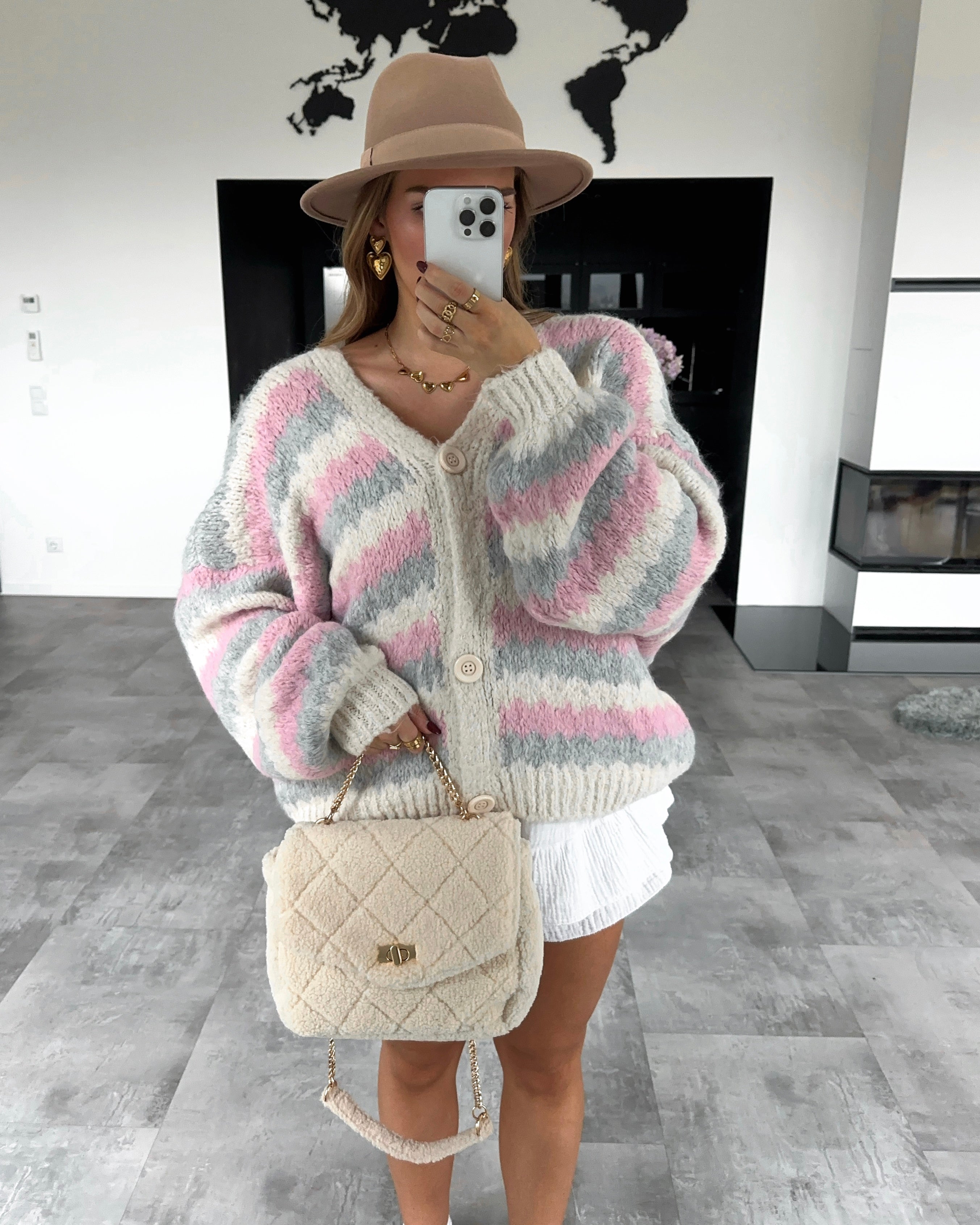 Cardigan "Lottie" Rosa-Grau