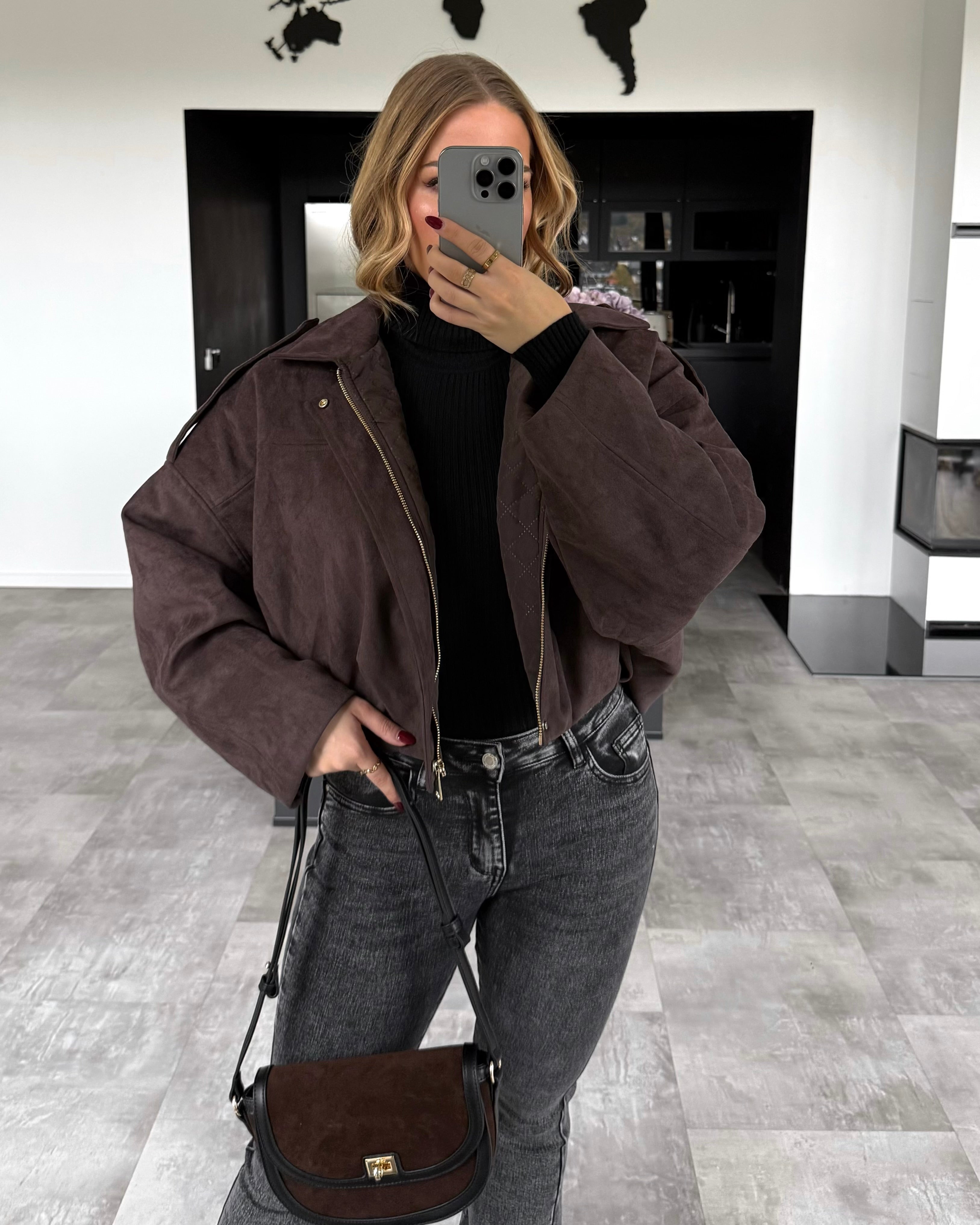 Suede Jacke “Romy” Dunkelbraun