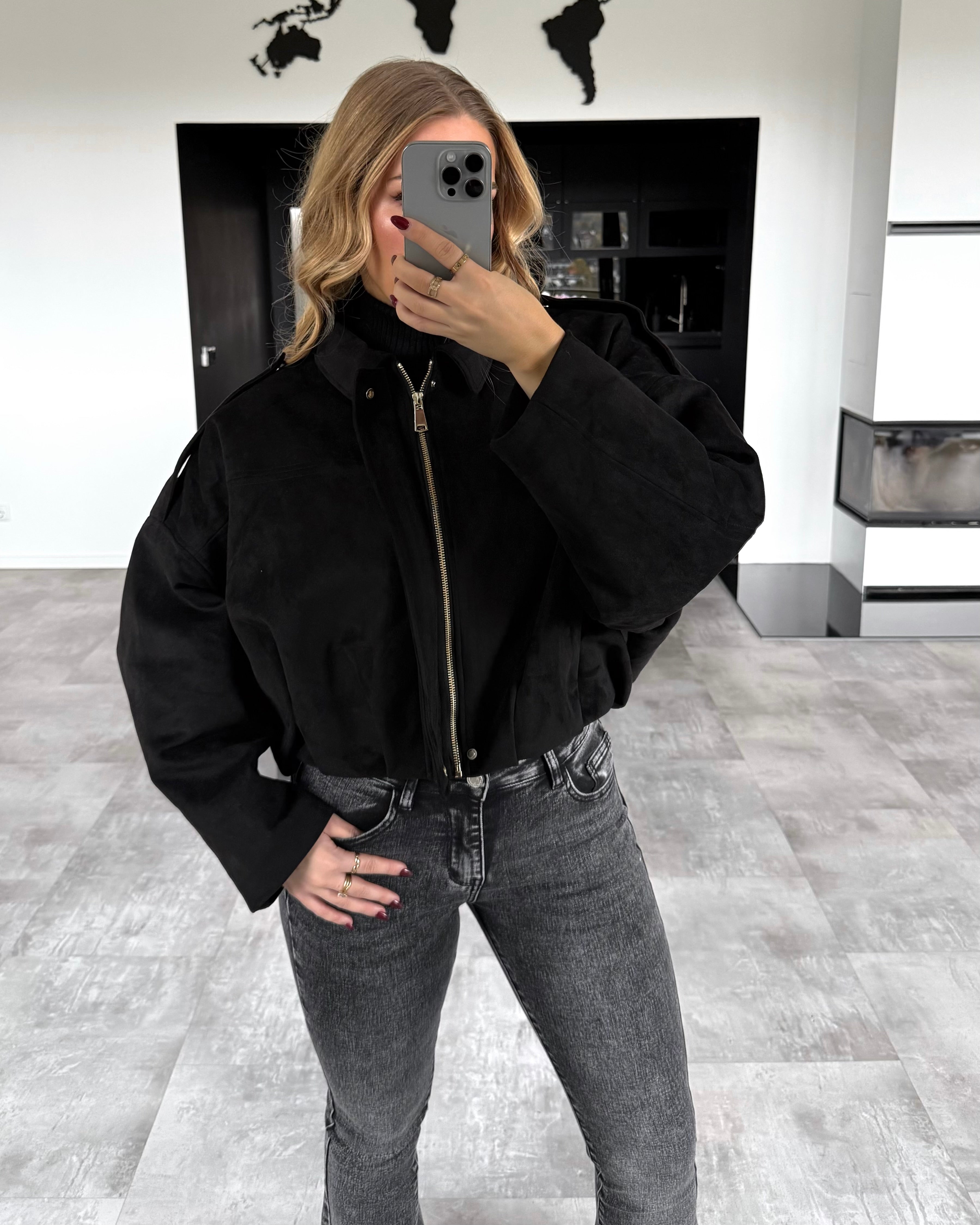 Suede Jacke “Romy” Schwarz