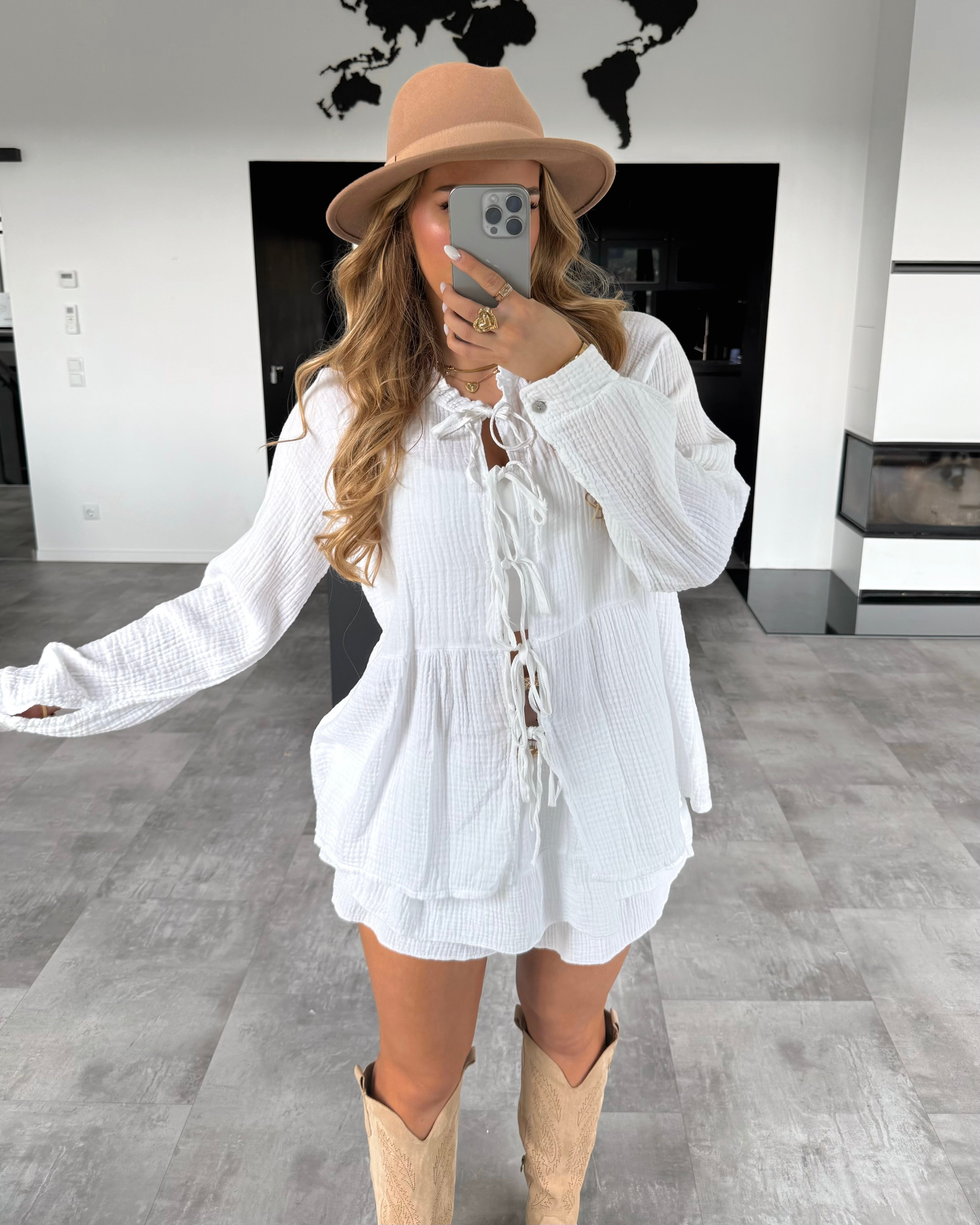 Musselin Knoten-Bluse "Lydia" Weiß