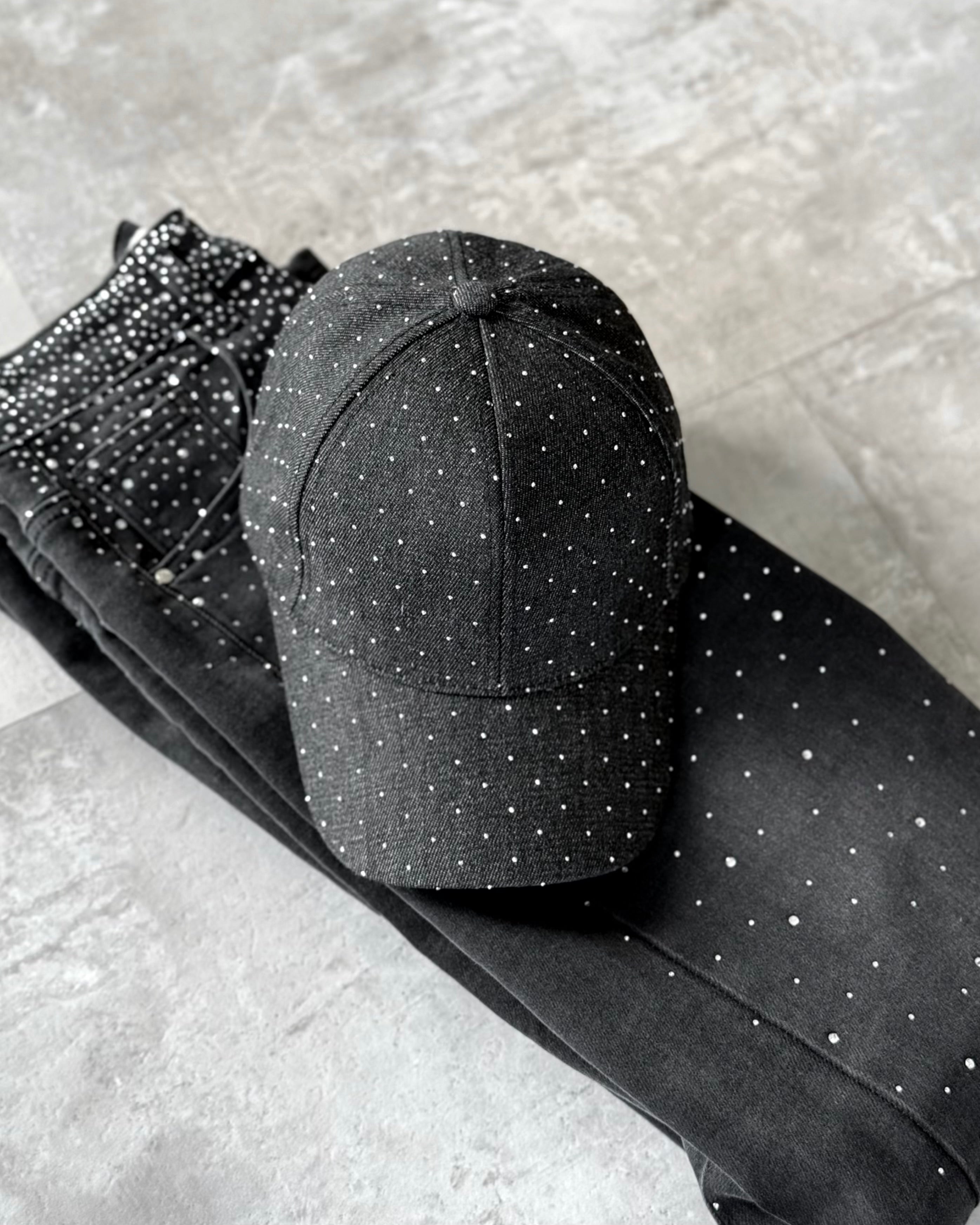 Base Cap "Demi" mit Strasssteinen Schwarz