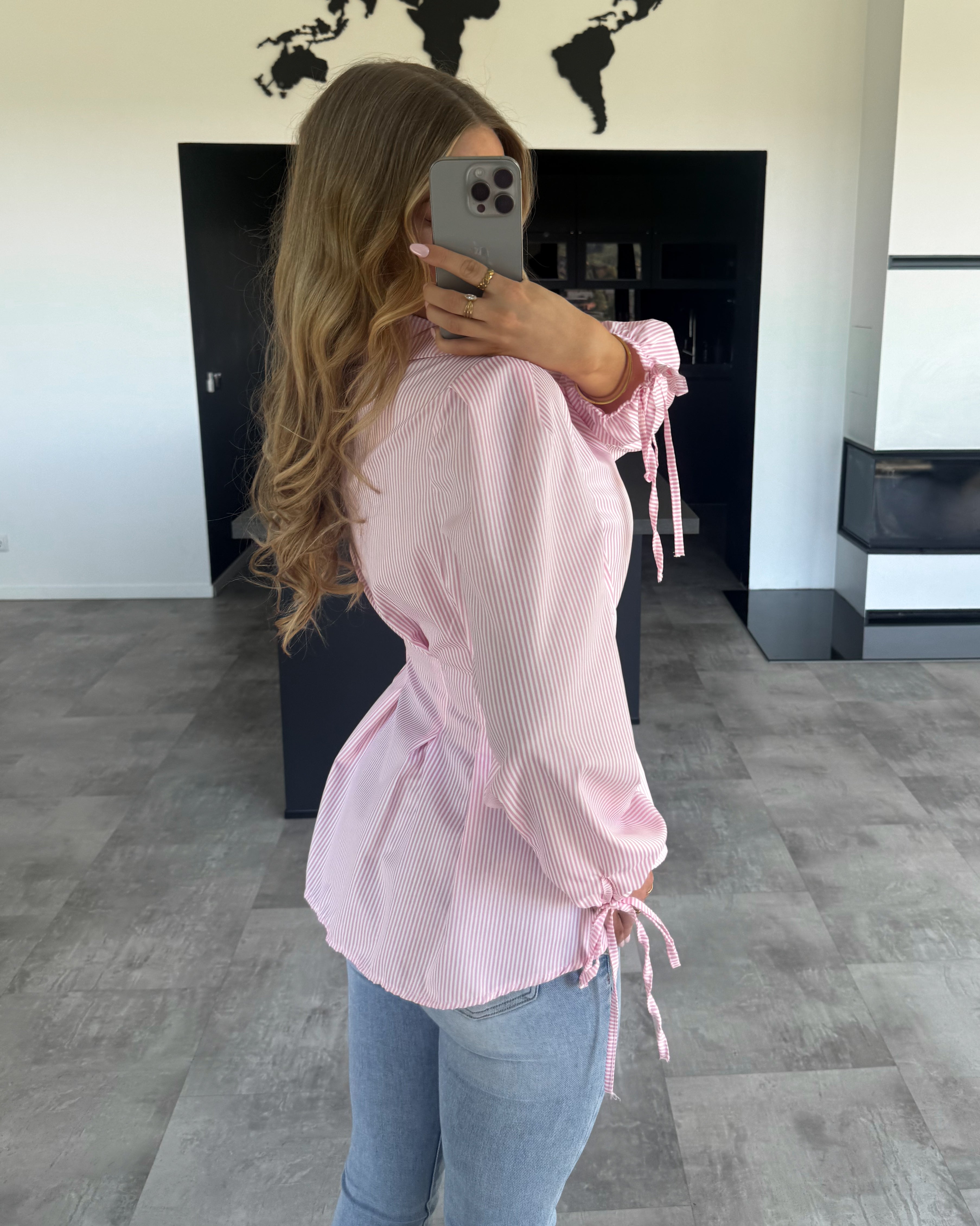 Streifen-Bluse "Alea" Rosa-Weiß