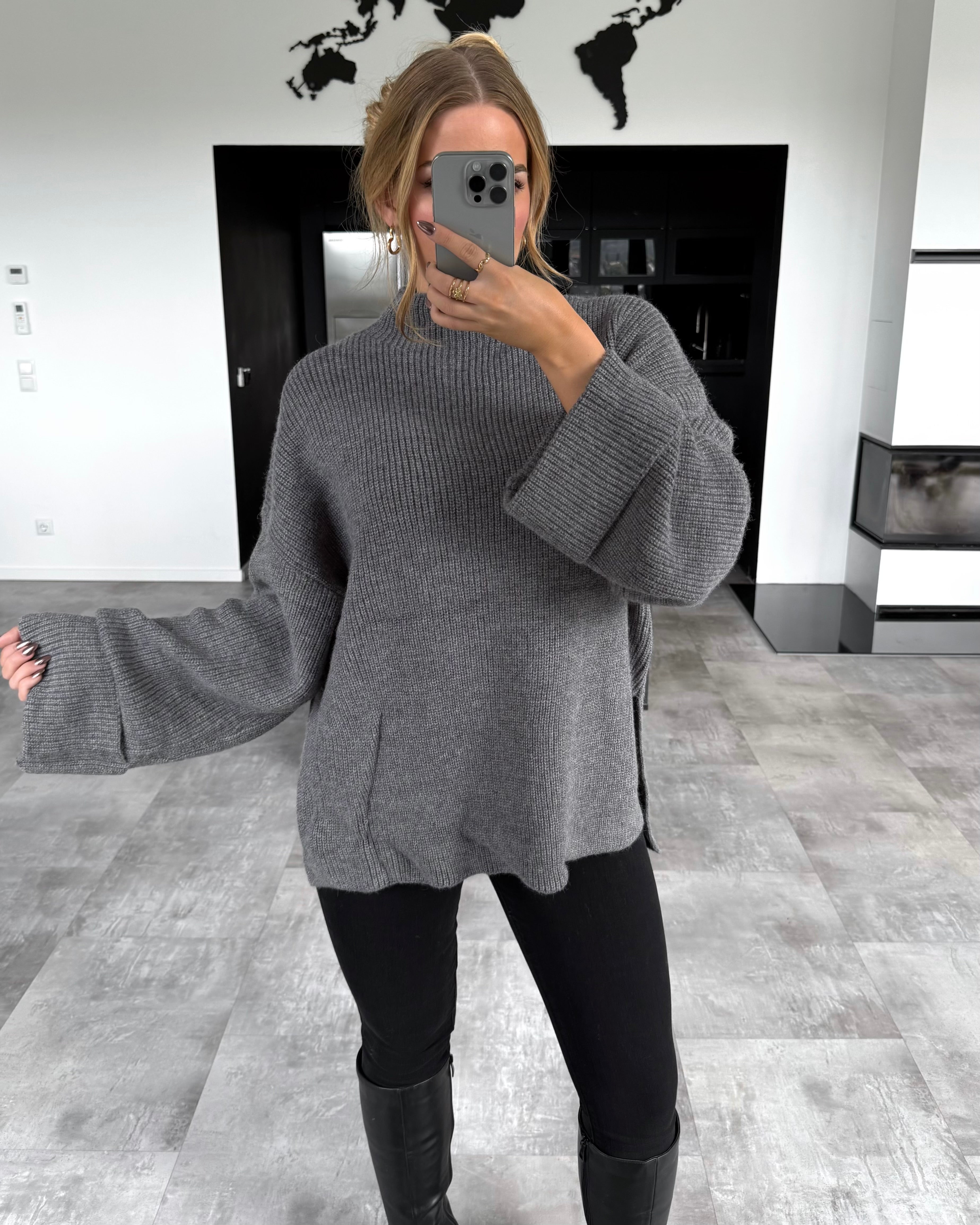 Strickpullover "Lina“ Dunkelgrau