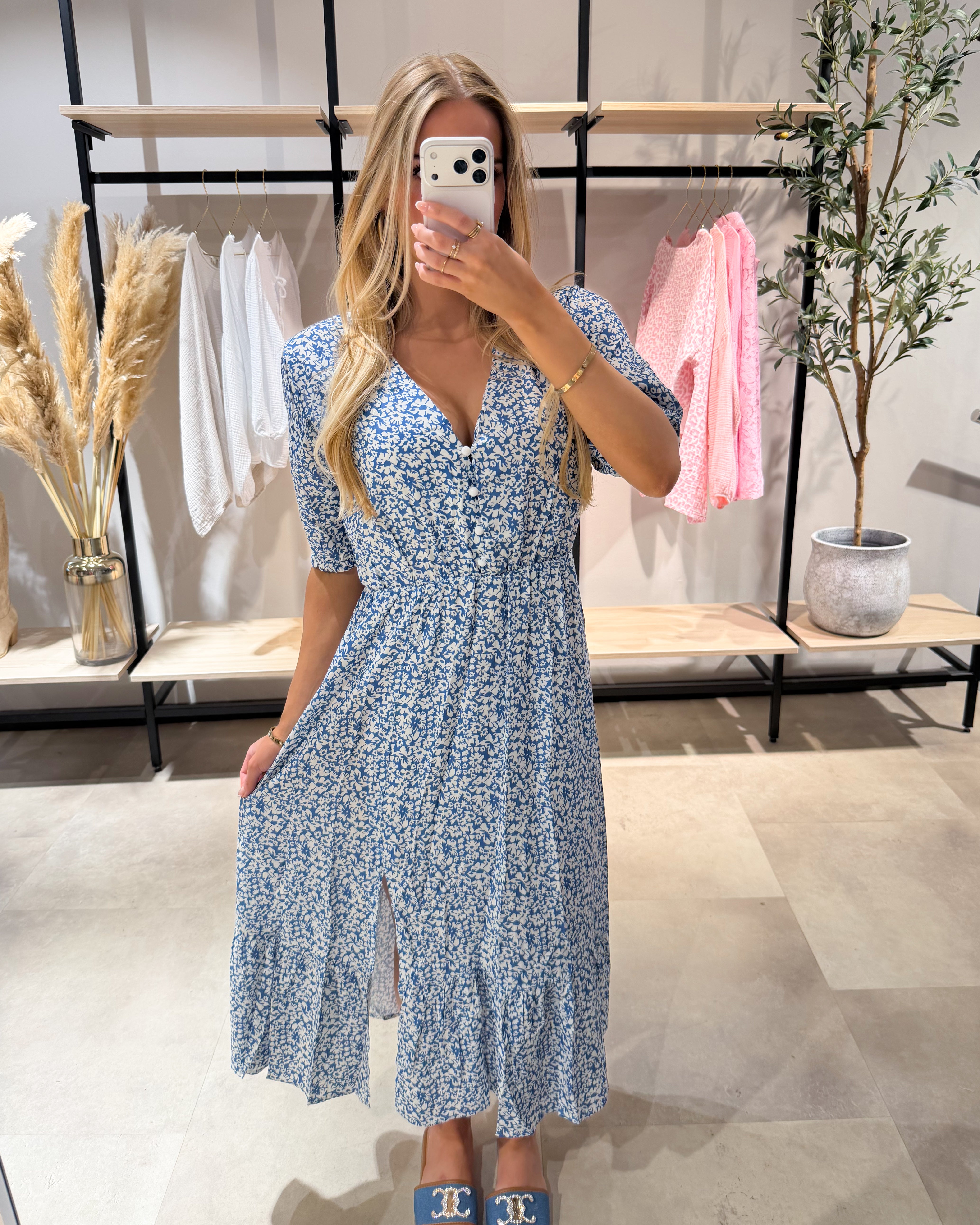 Maxikleid “Fleur” Blümchen Blau
