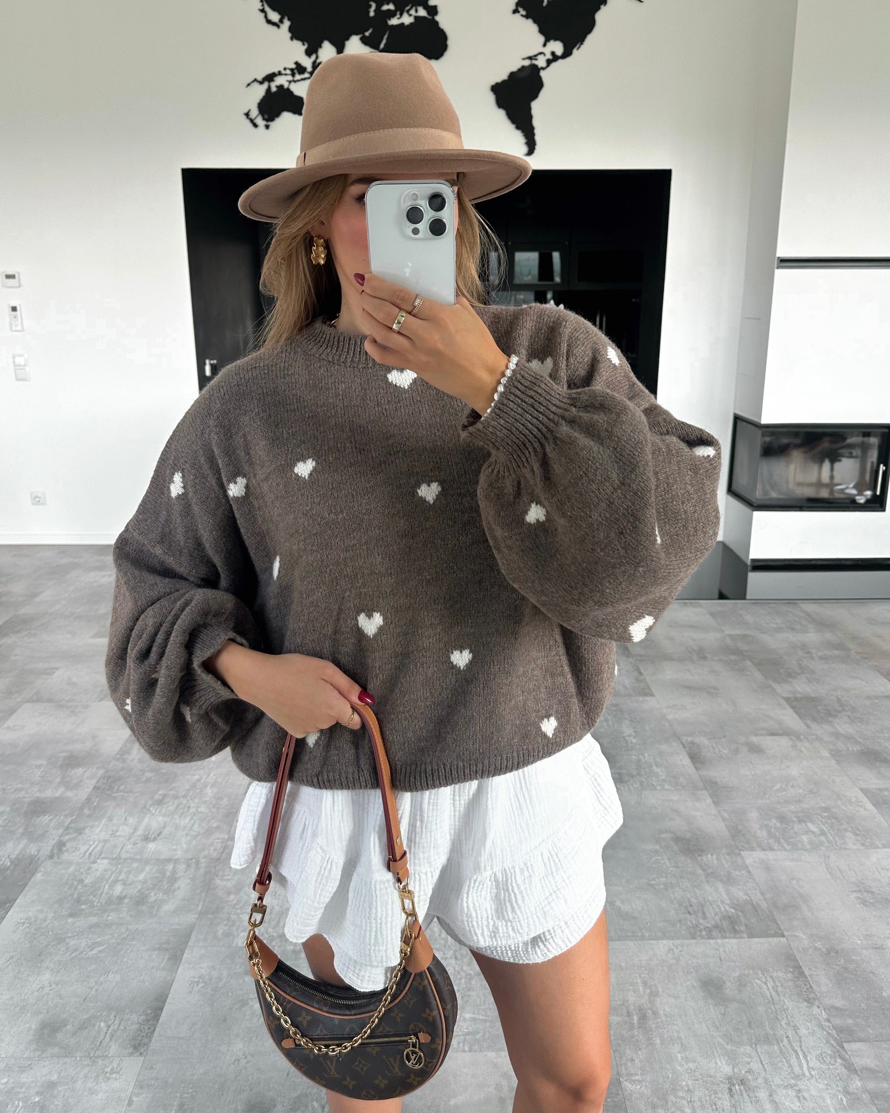 Pullover "Little Love" Braun-Weiß