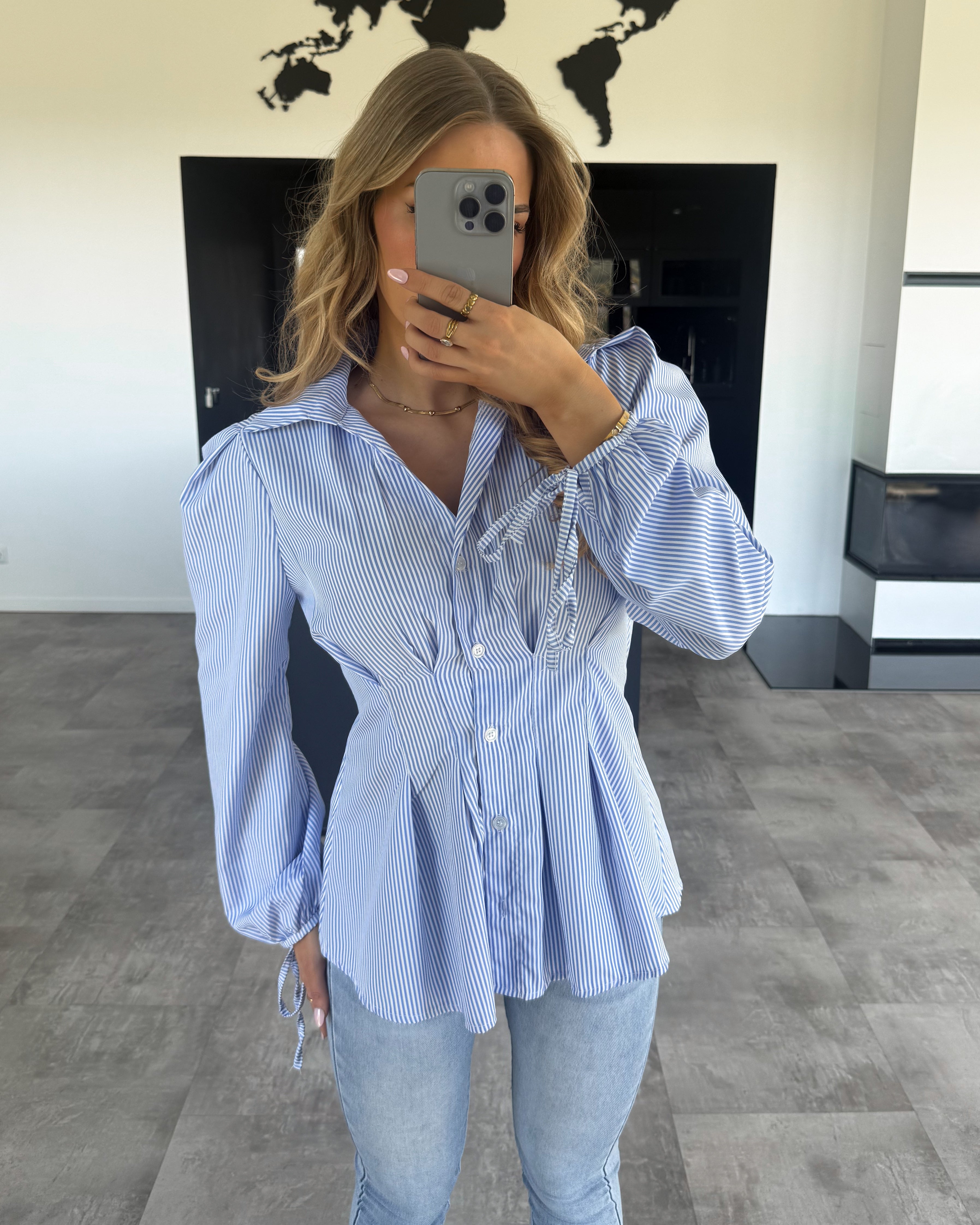 Streifen-Bluse "Alea" Blau-Weiß