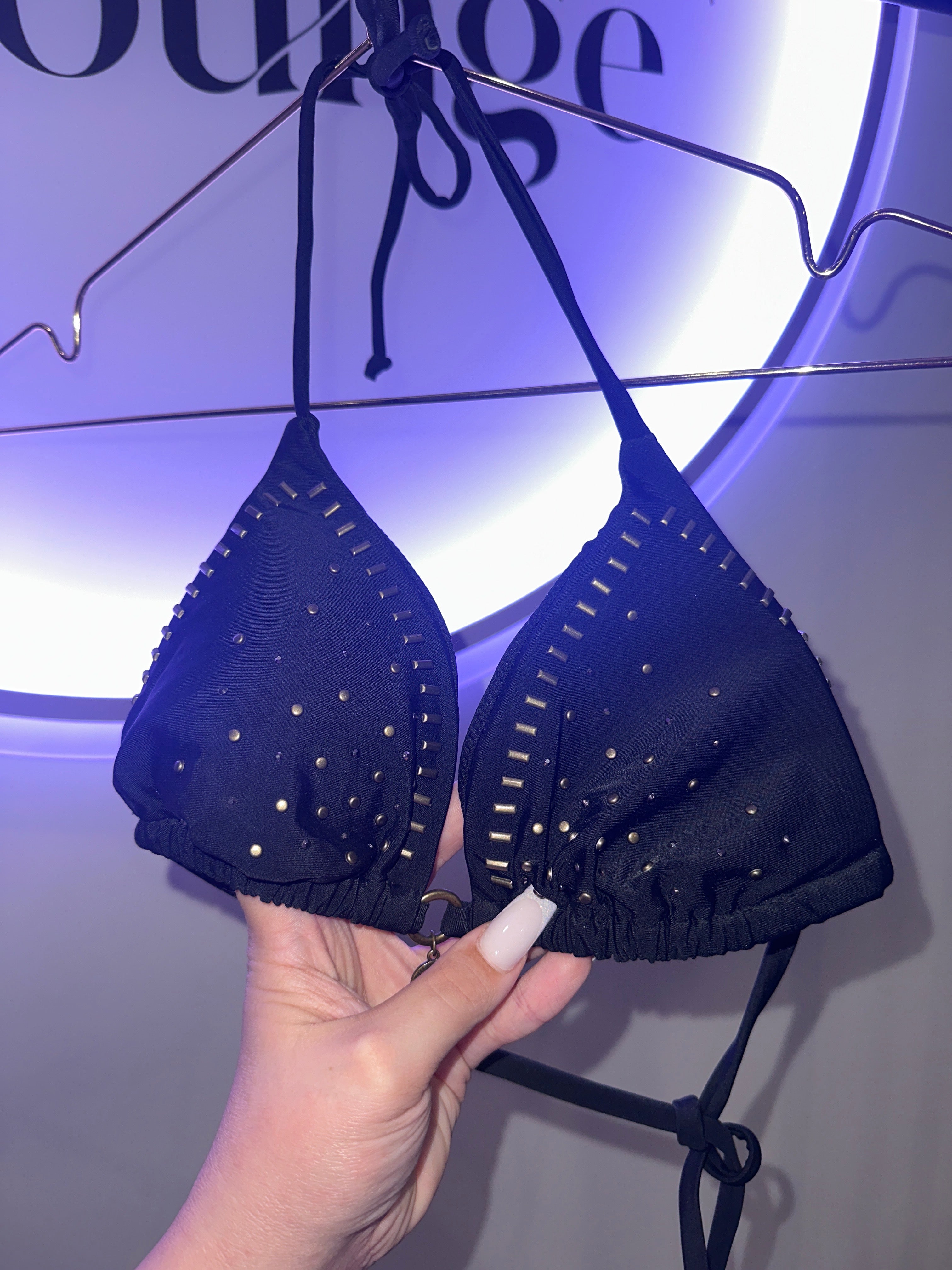 EINZELSTÜCK Bikini Oberteil Schwarz mit Pailletten #97