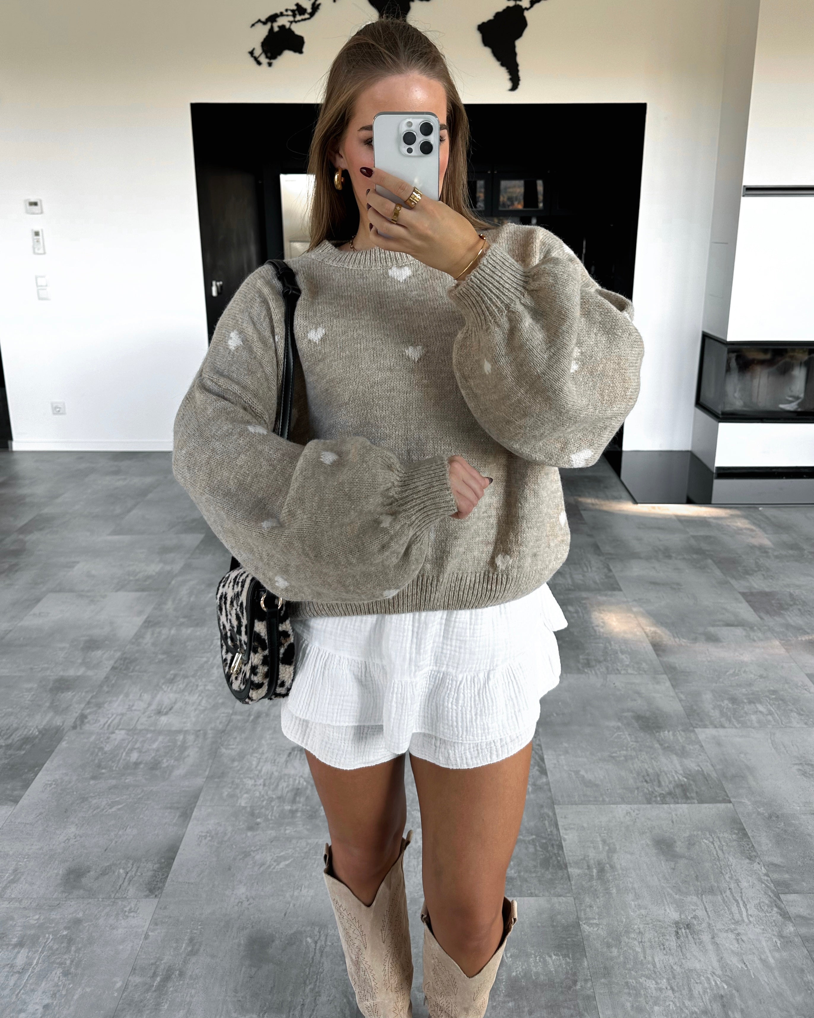 Pullover "Little Love" Beige-Weiß