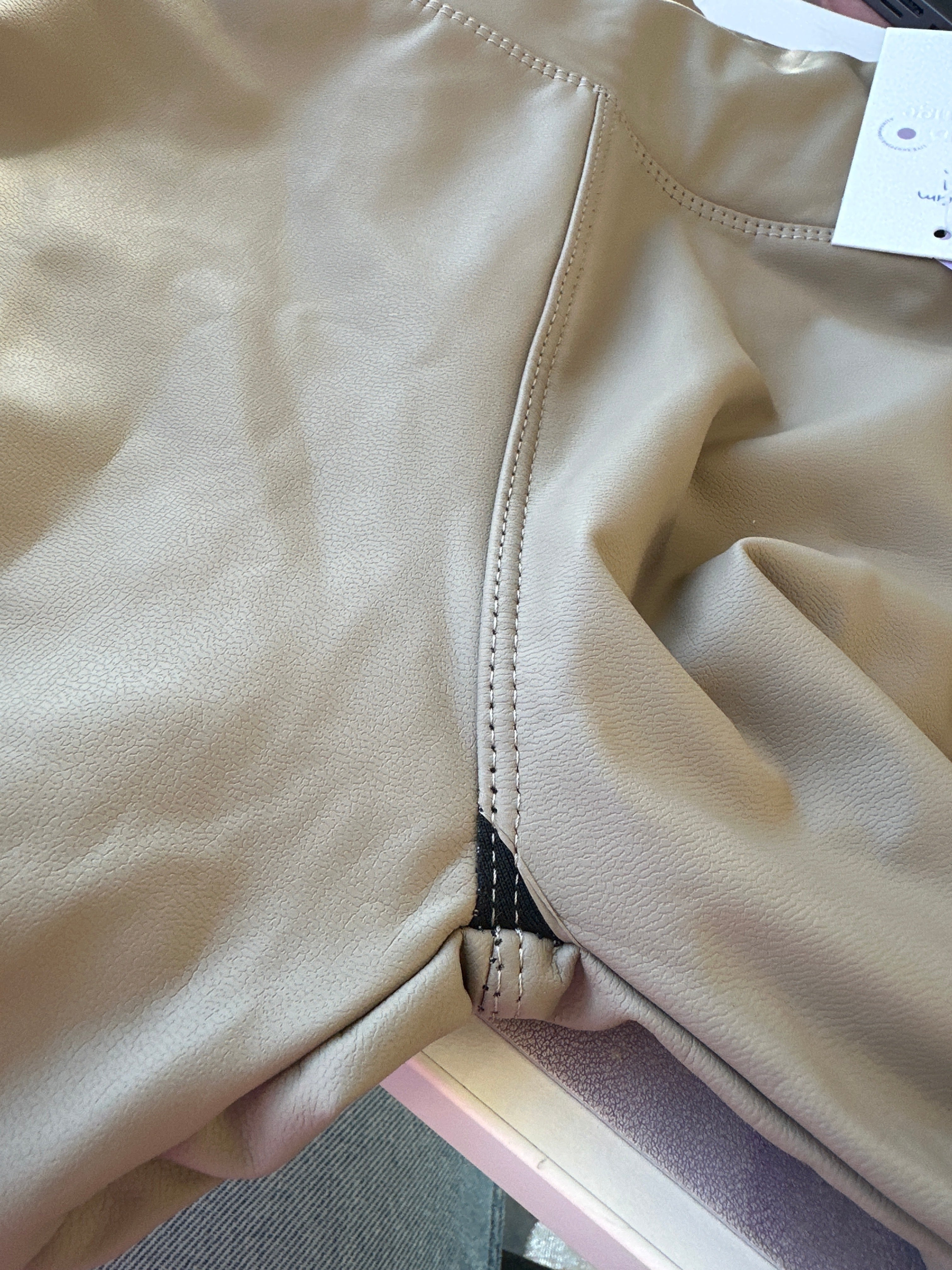 BWARE Lederleggings Gefüttert Taupe #52