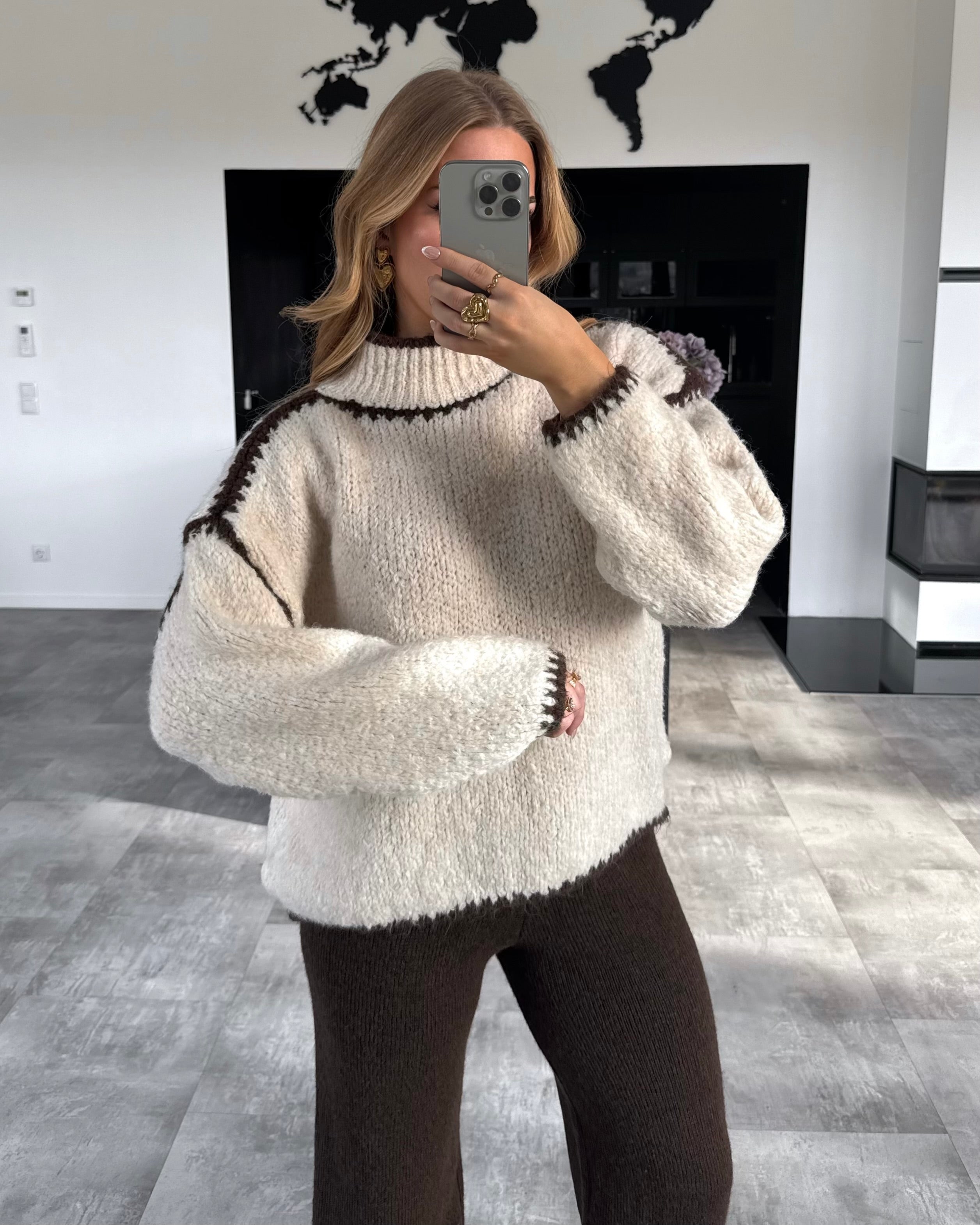 Pullover “Elodie” Ecru-Chocolate