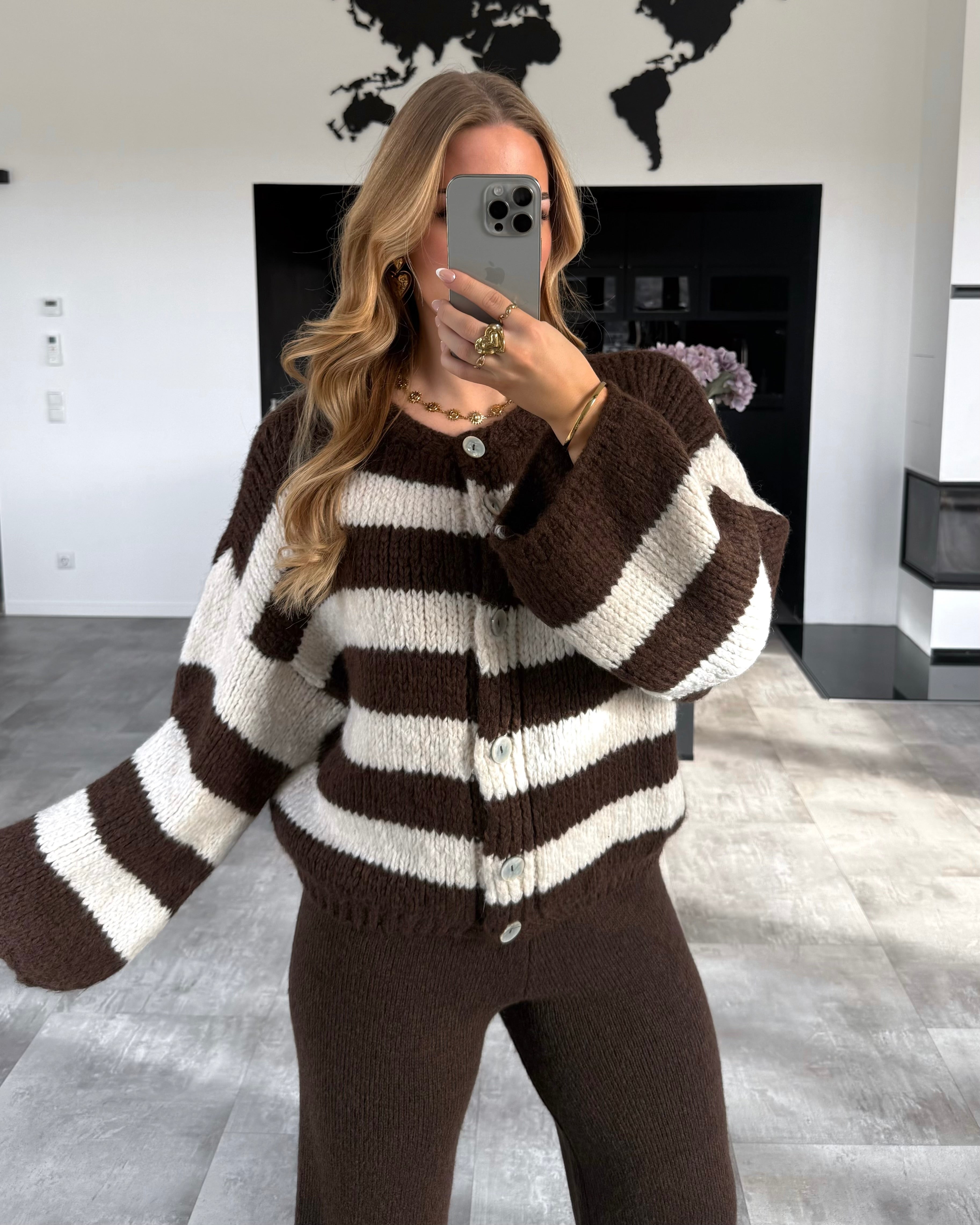 Cardigan "Marlow" Chocolate-Ecru