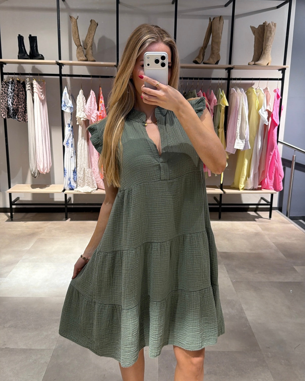 Musselin Kleid “Posie“ Khaki