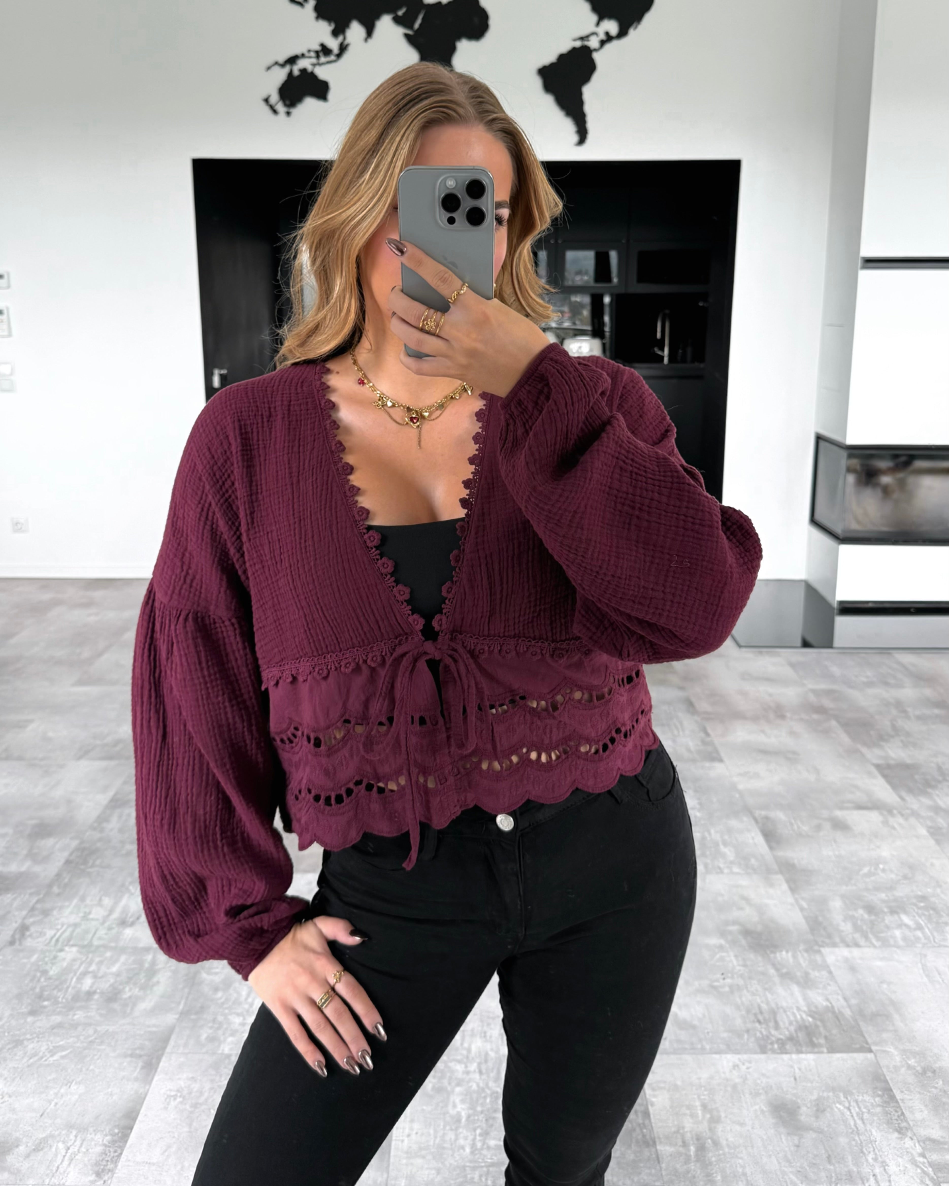 Musselin Knoten-Bluse "Emmi" Vino