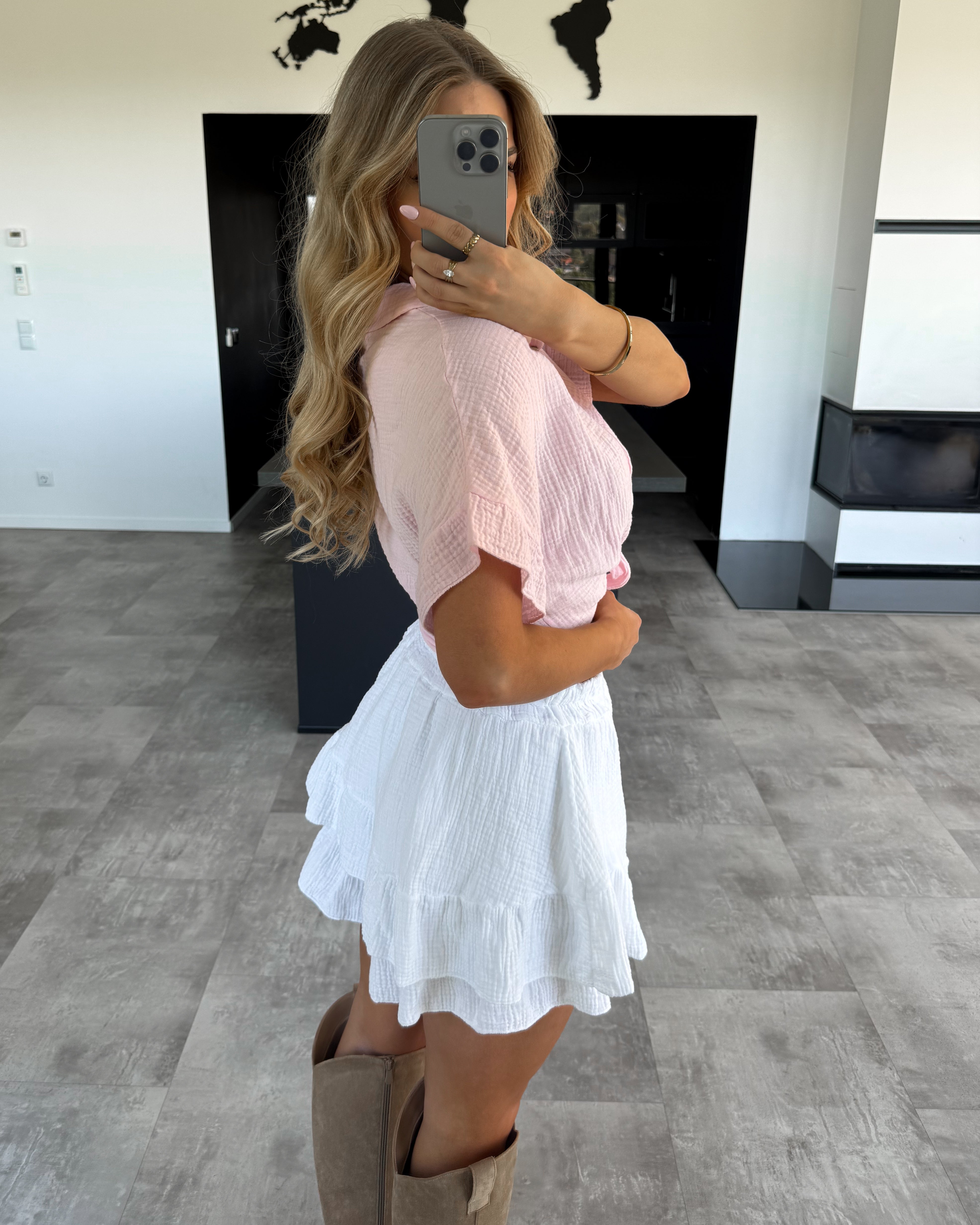 Musselin Knotenshirt "Lia" Babyrosa