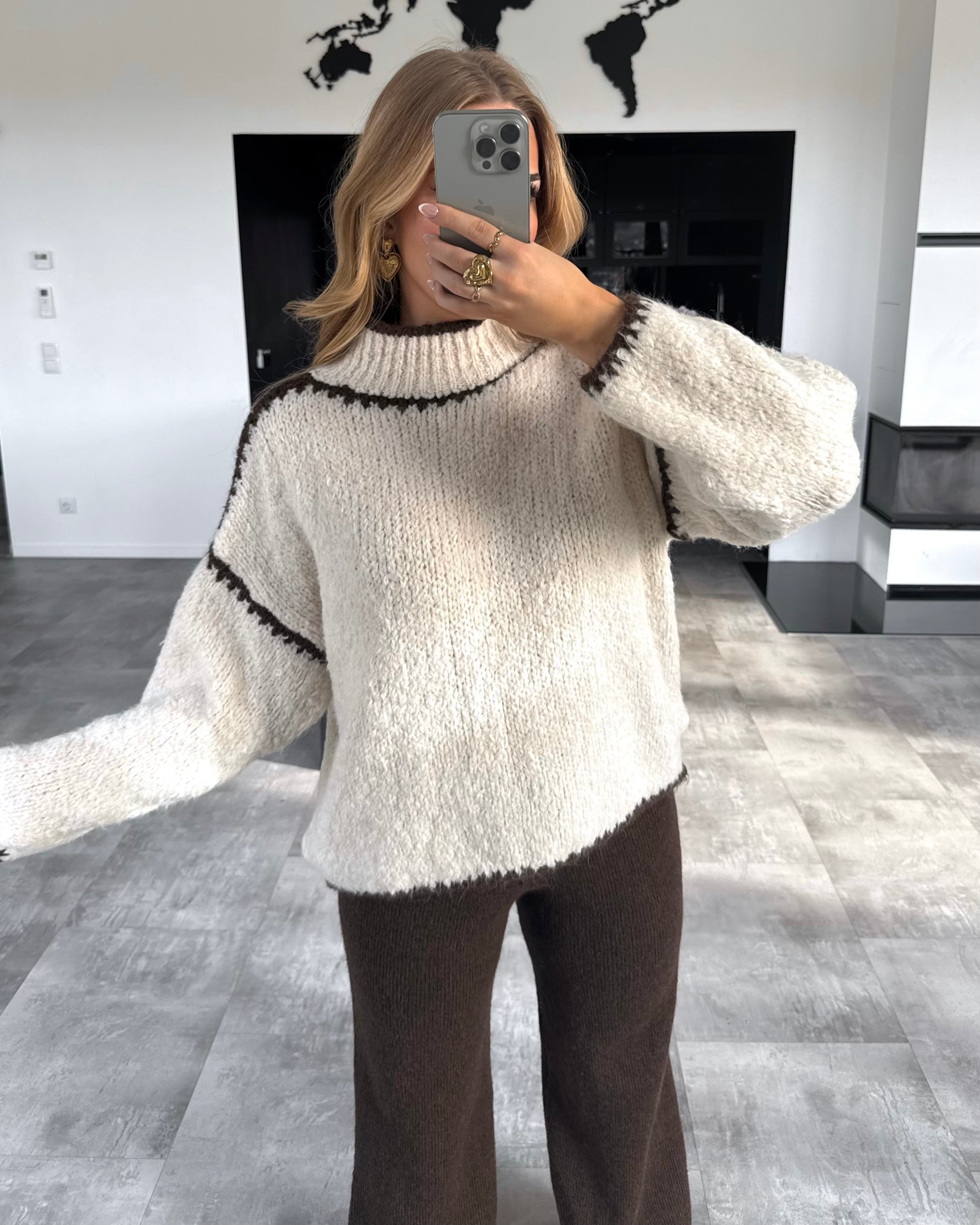 Pullover “Elodie” Ecru-Chocolate