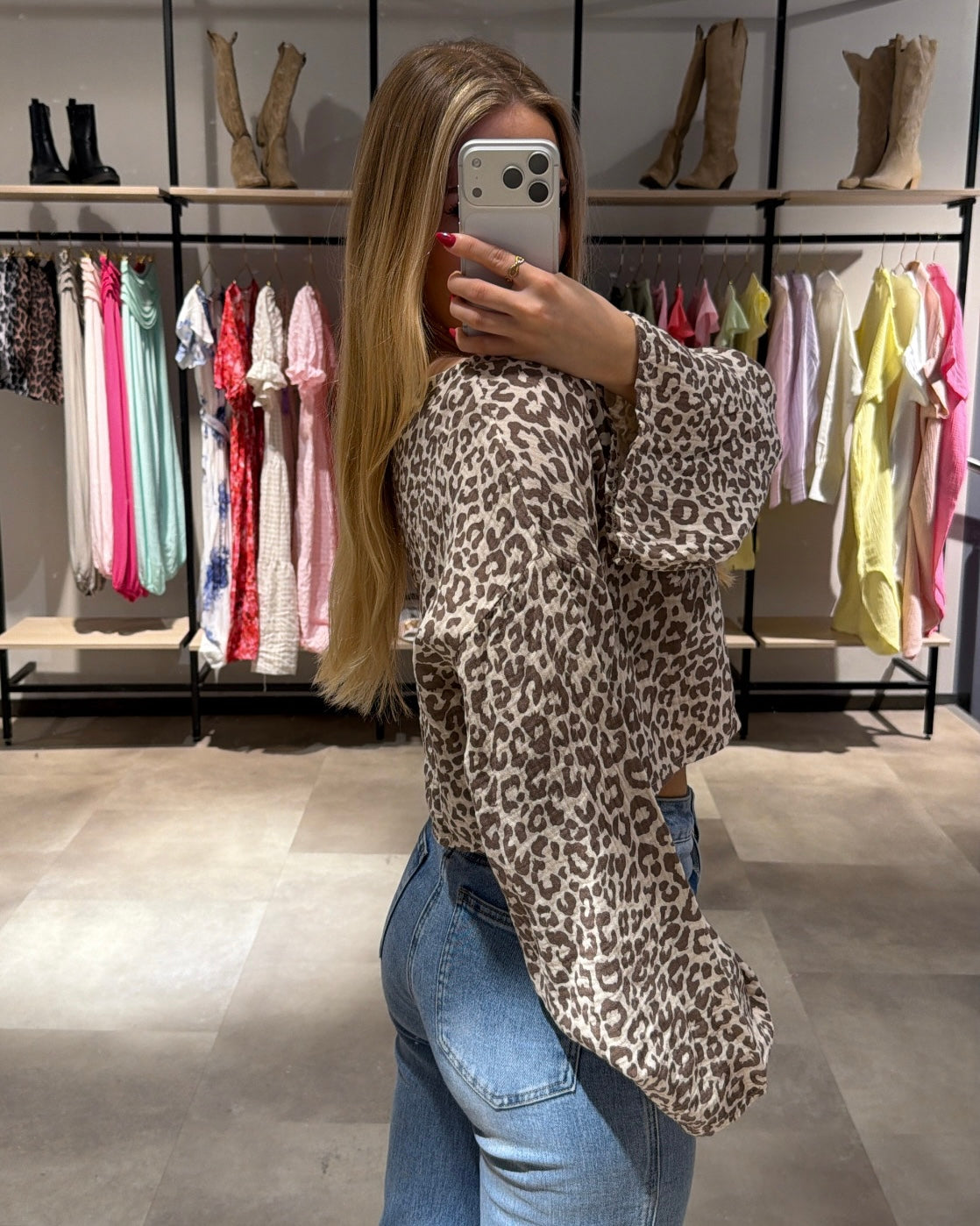 Musselin Shirt "Lexy" Leo Taupe