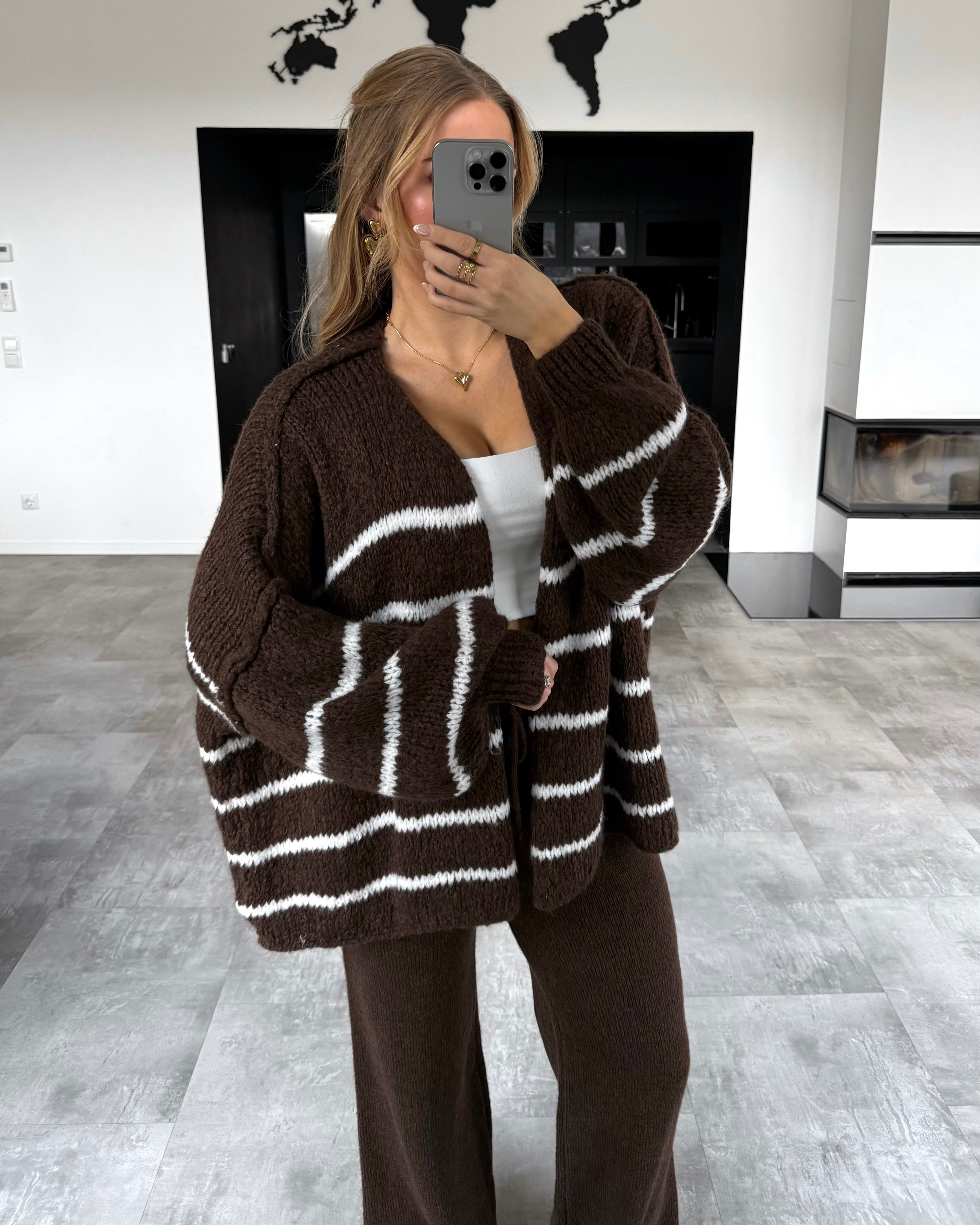 Cardigan “Raya“ Chocolate-Weiß