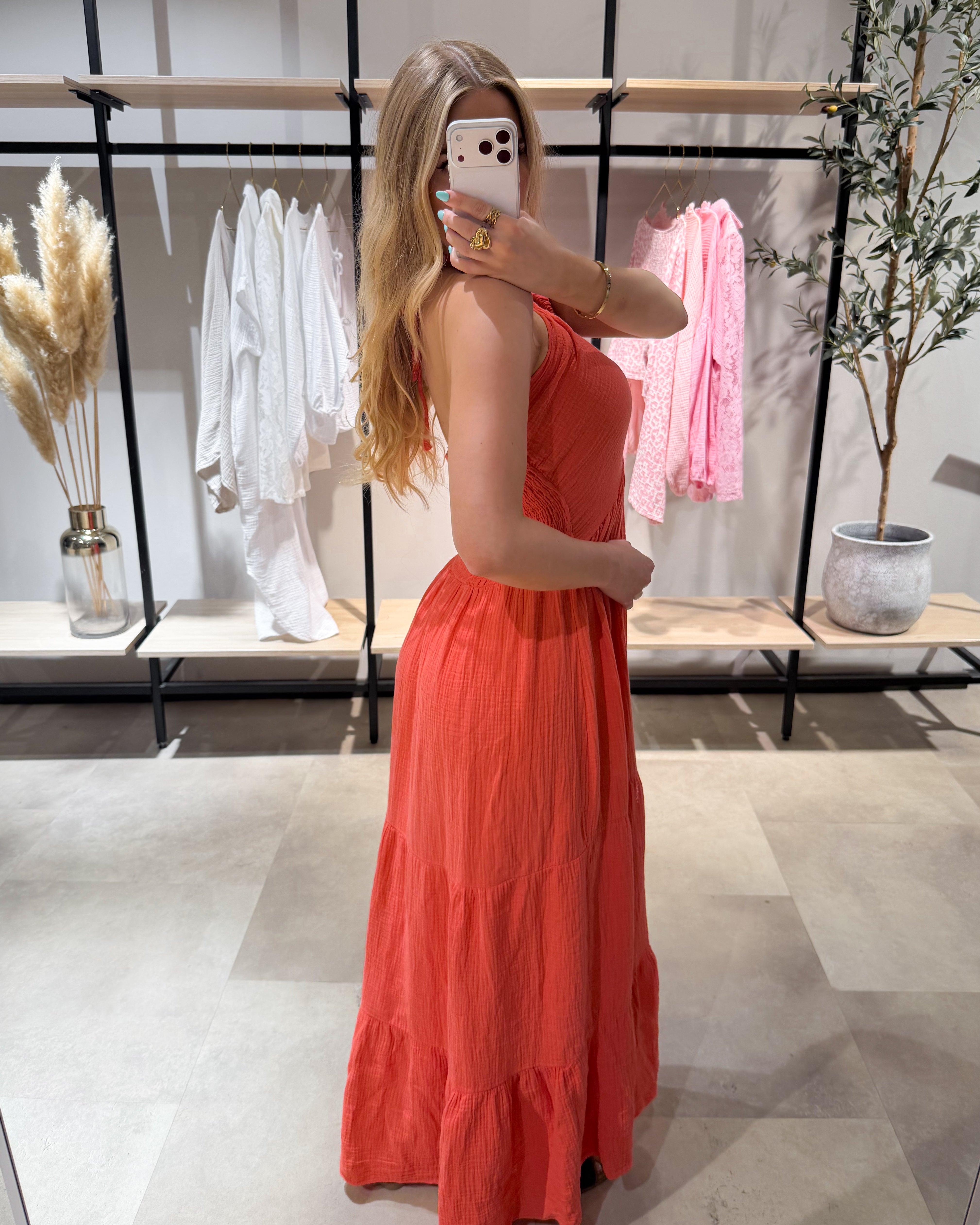 Musselin Maxikleid “Cara“ Koralle