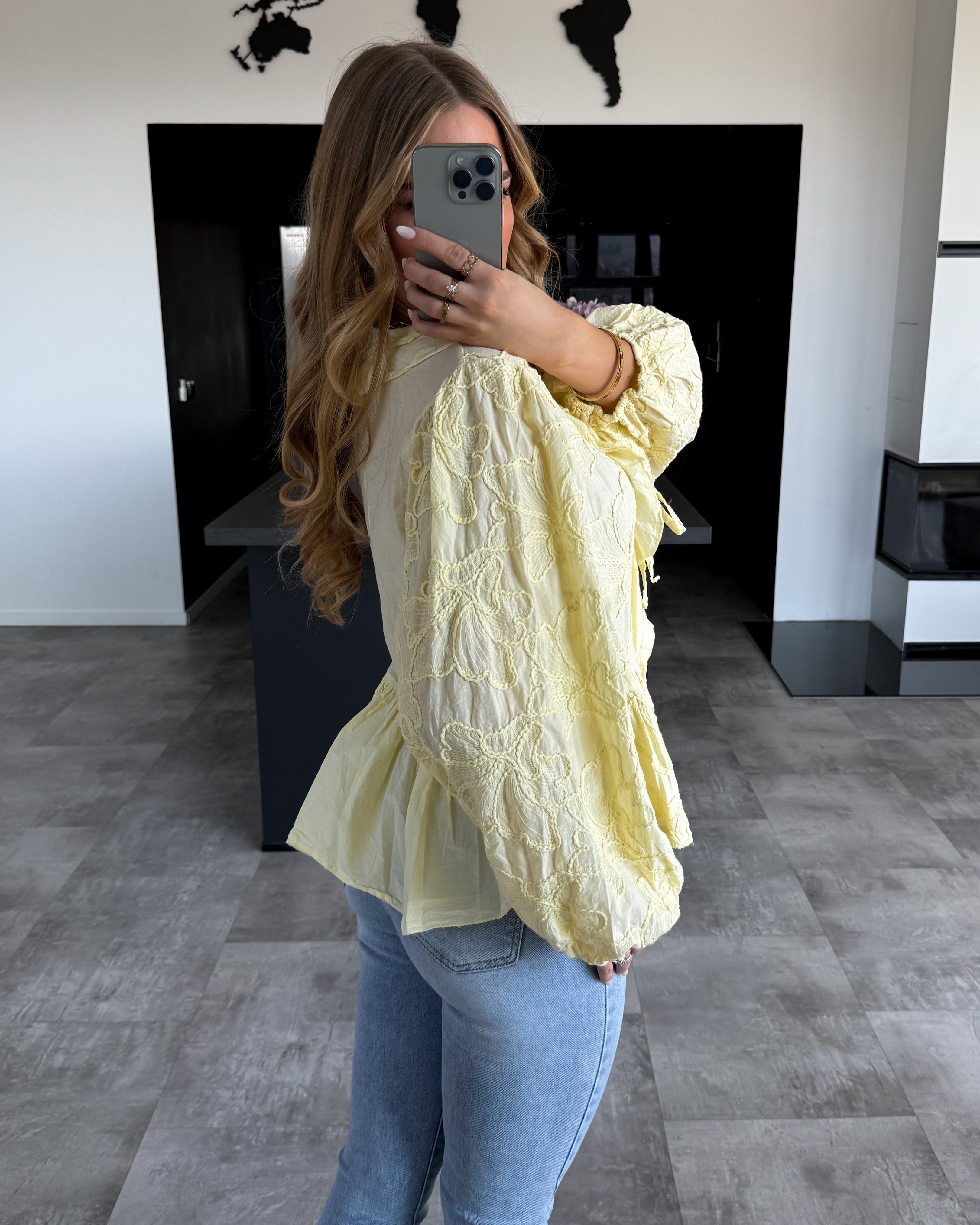 Baumwoll Knoten-Bluse "Grace" Hellgelb