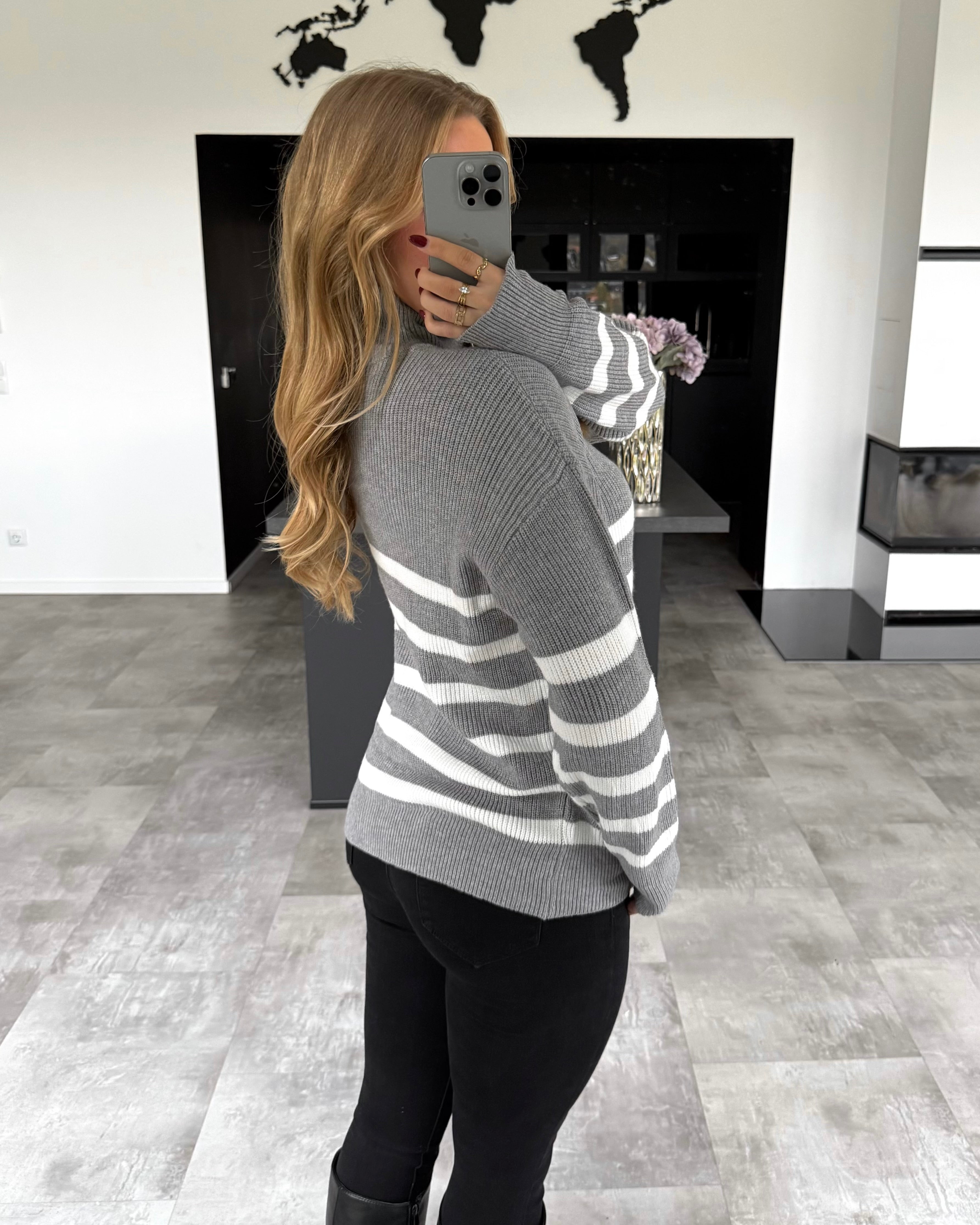 Pullover "Tori" Grau-Weiß