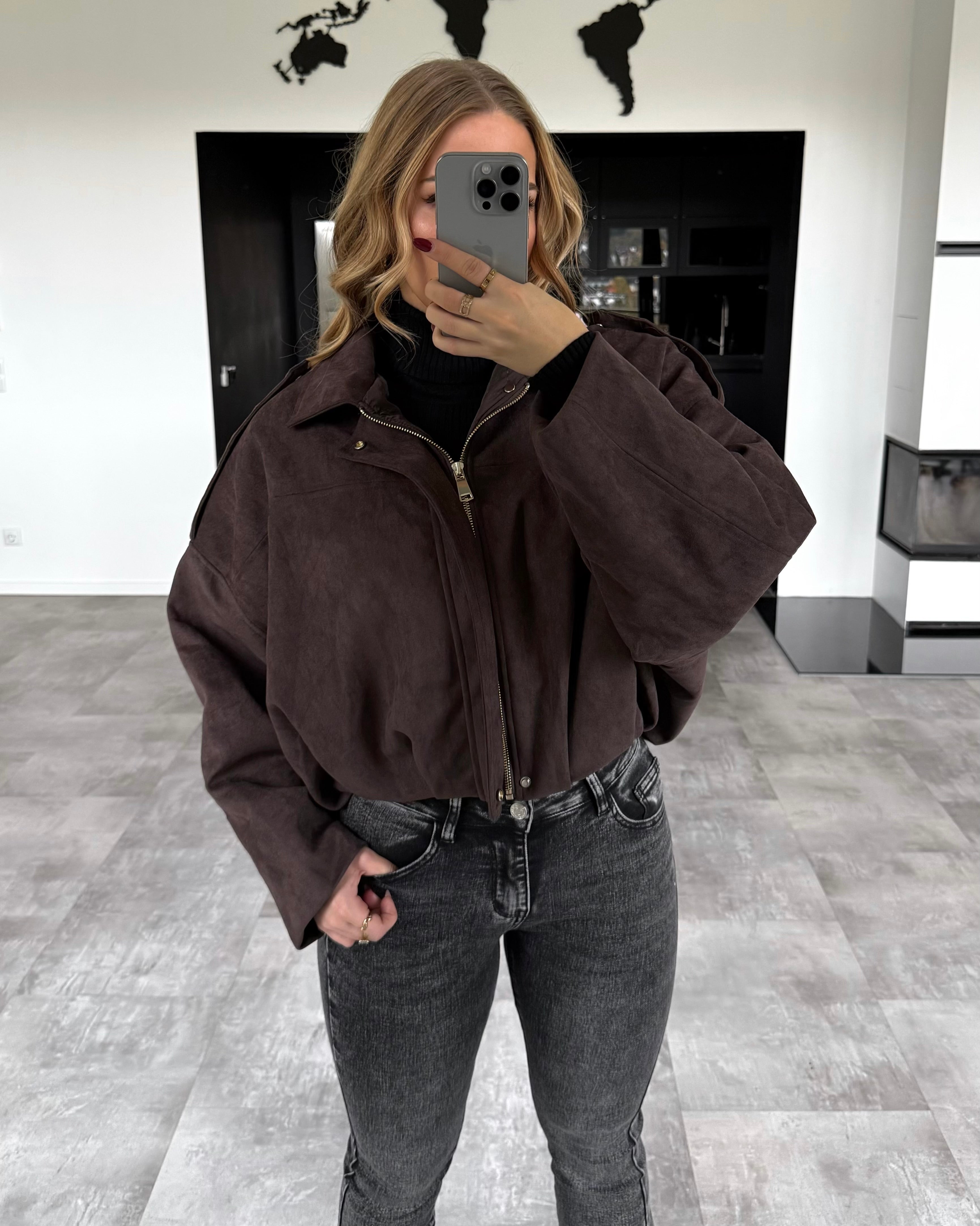 Suede Jacke “Romy” Dunkelbraun