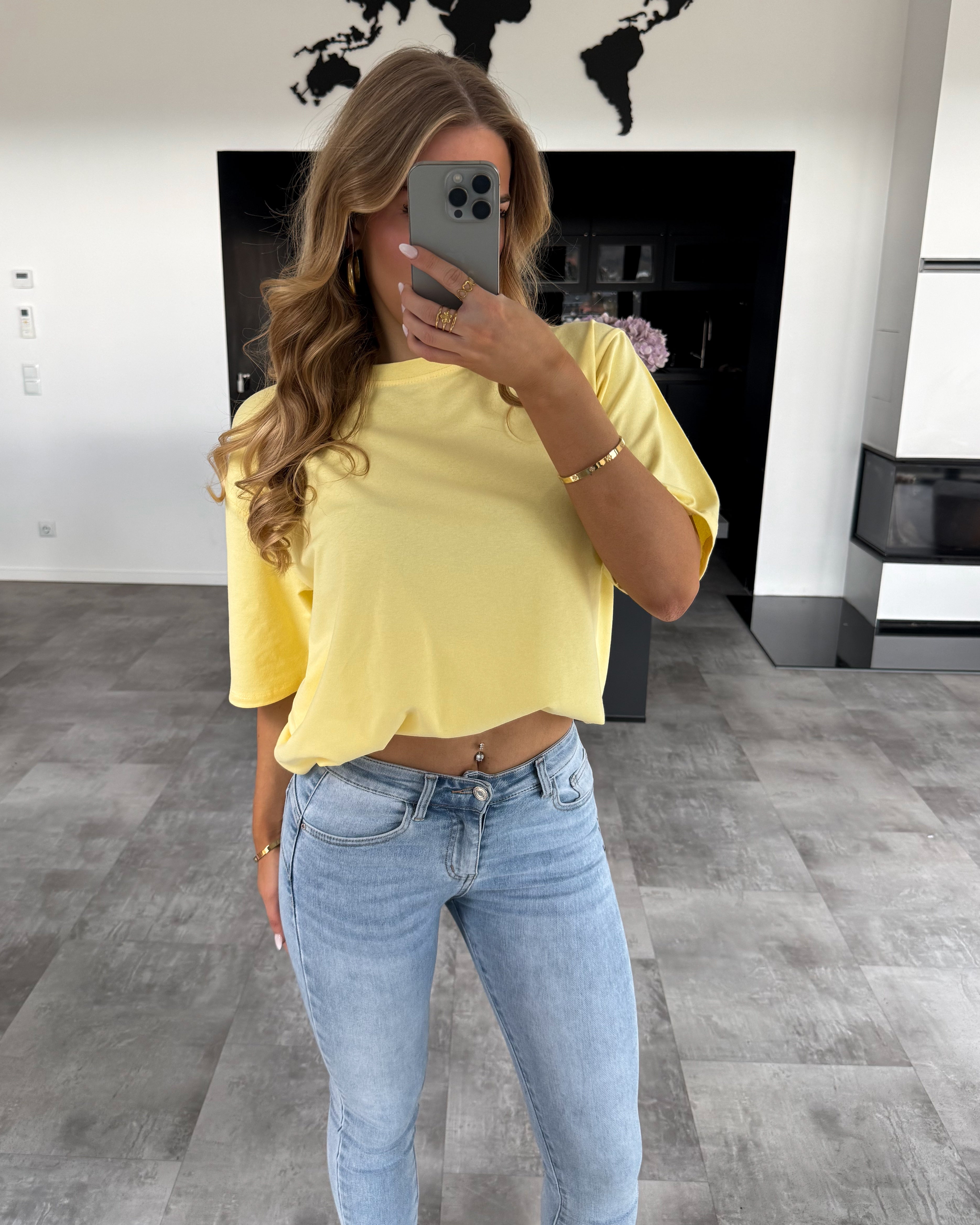 Baumwoll T-Shirt "Becky" Hellgelb