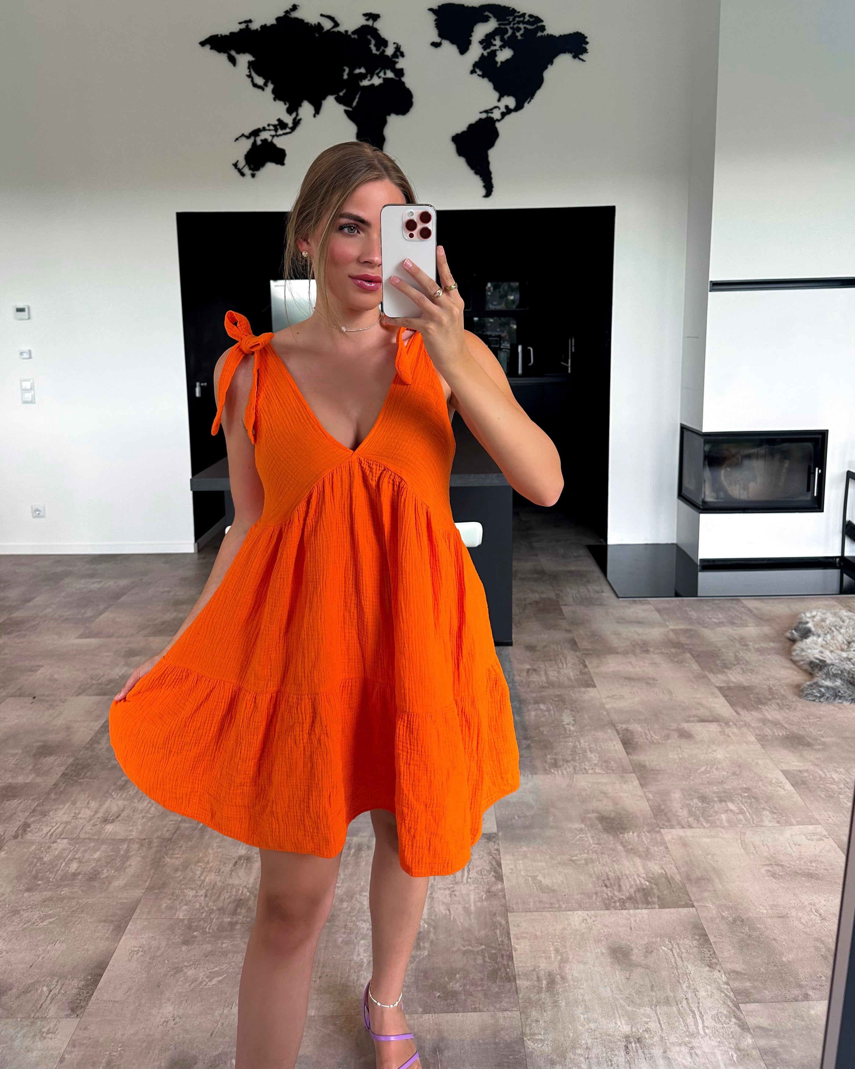 Musselin Kleid "Sandy" Orange