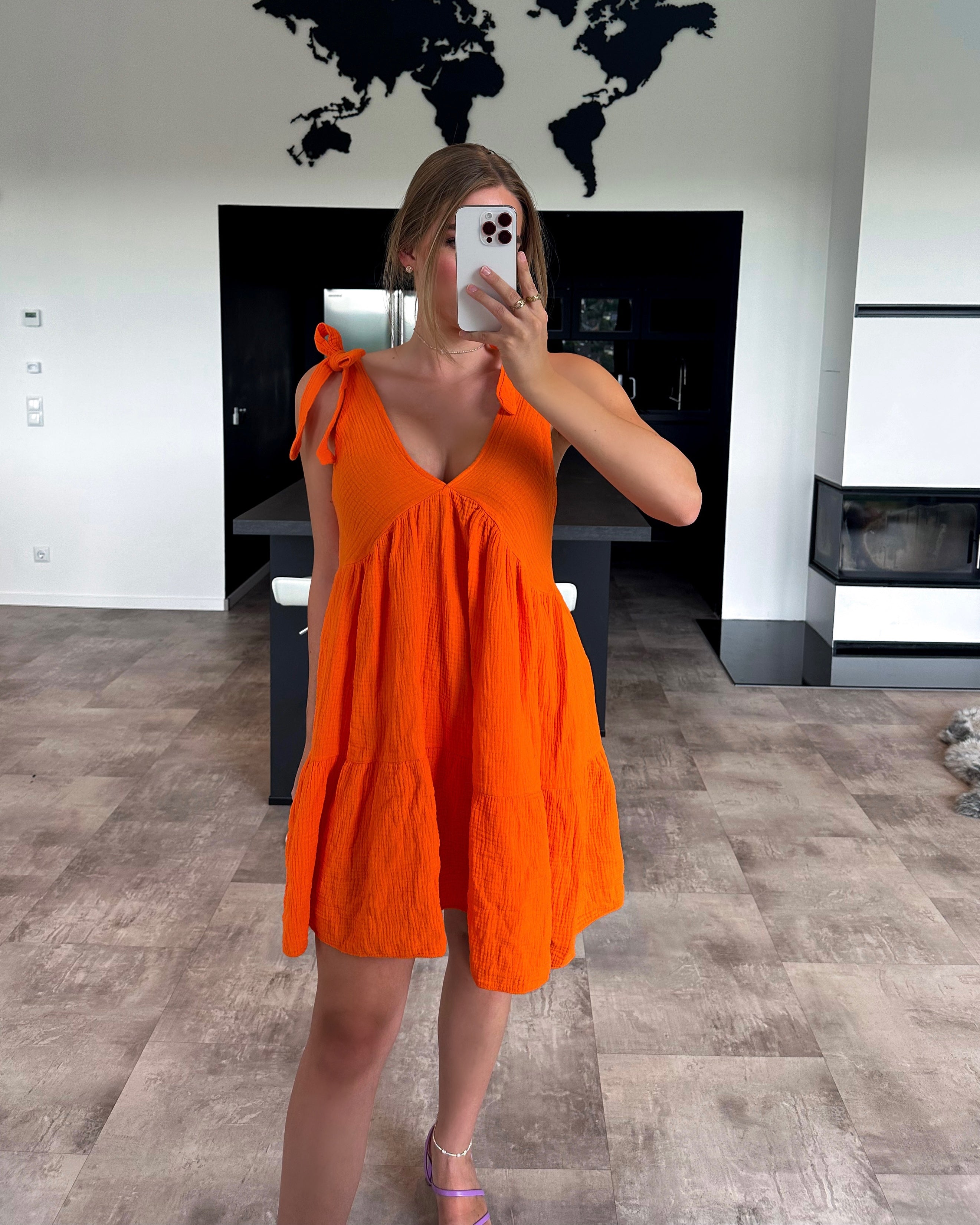Musselin Kleid "Sandy" Orange